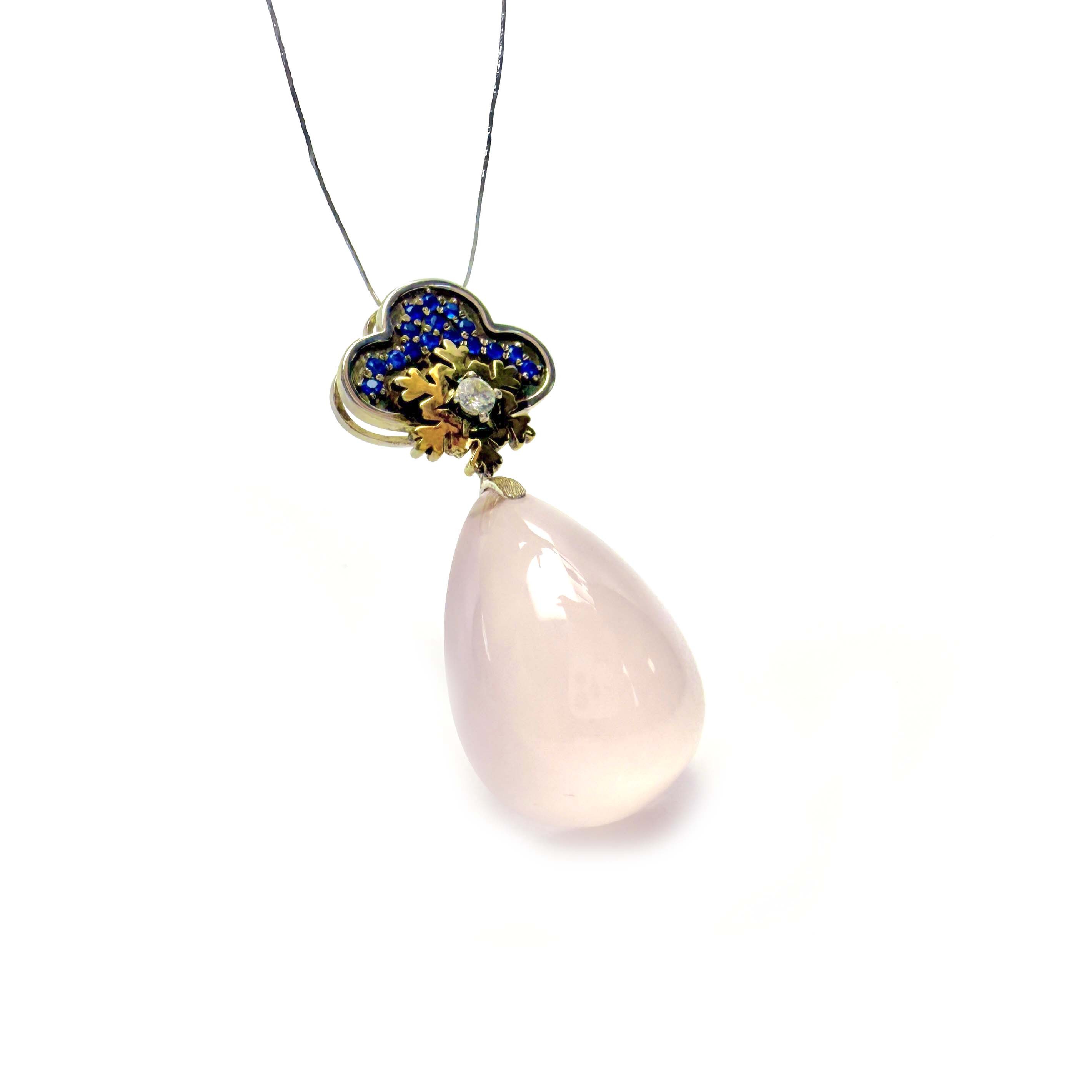 Shinecrys-rose quartz S925 pendant
