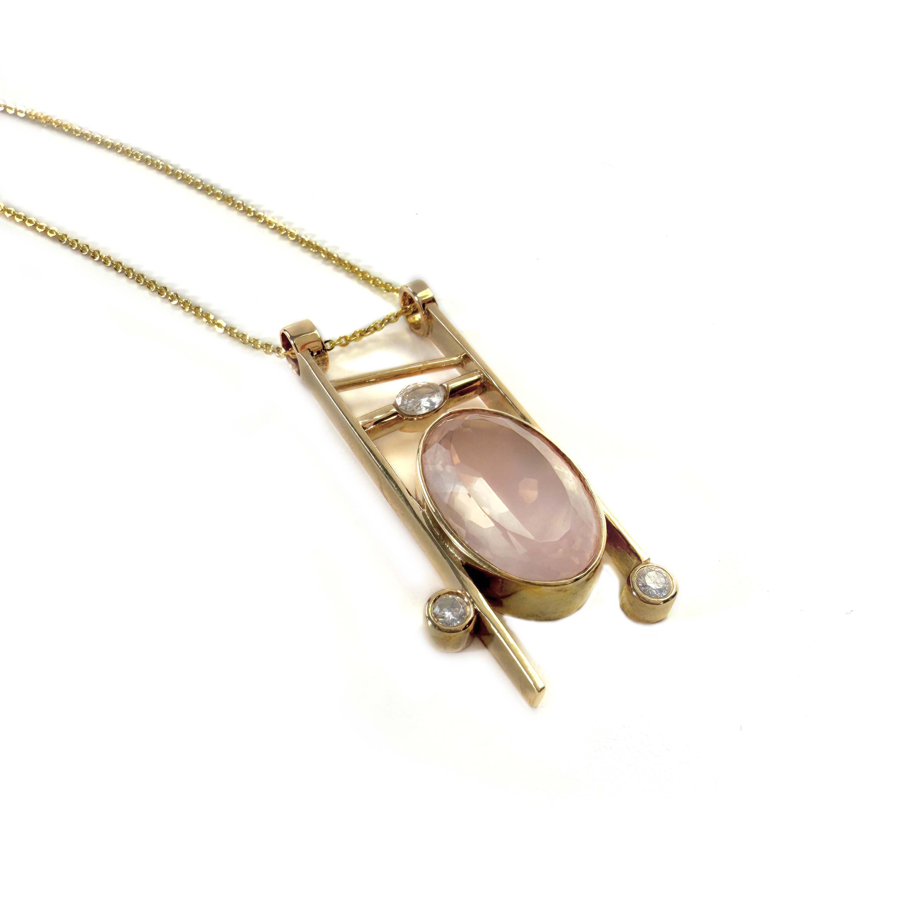 Shinecrys-rose quartz S925 pendant