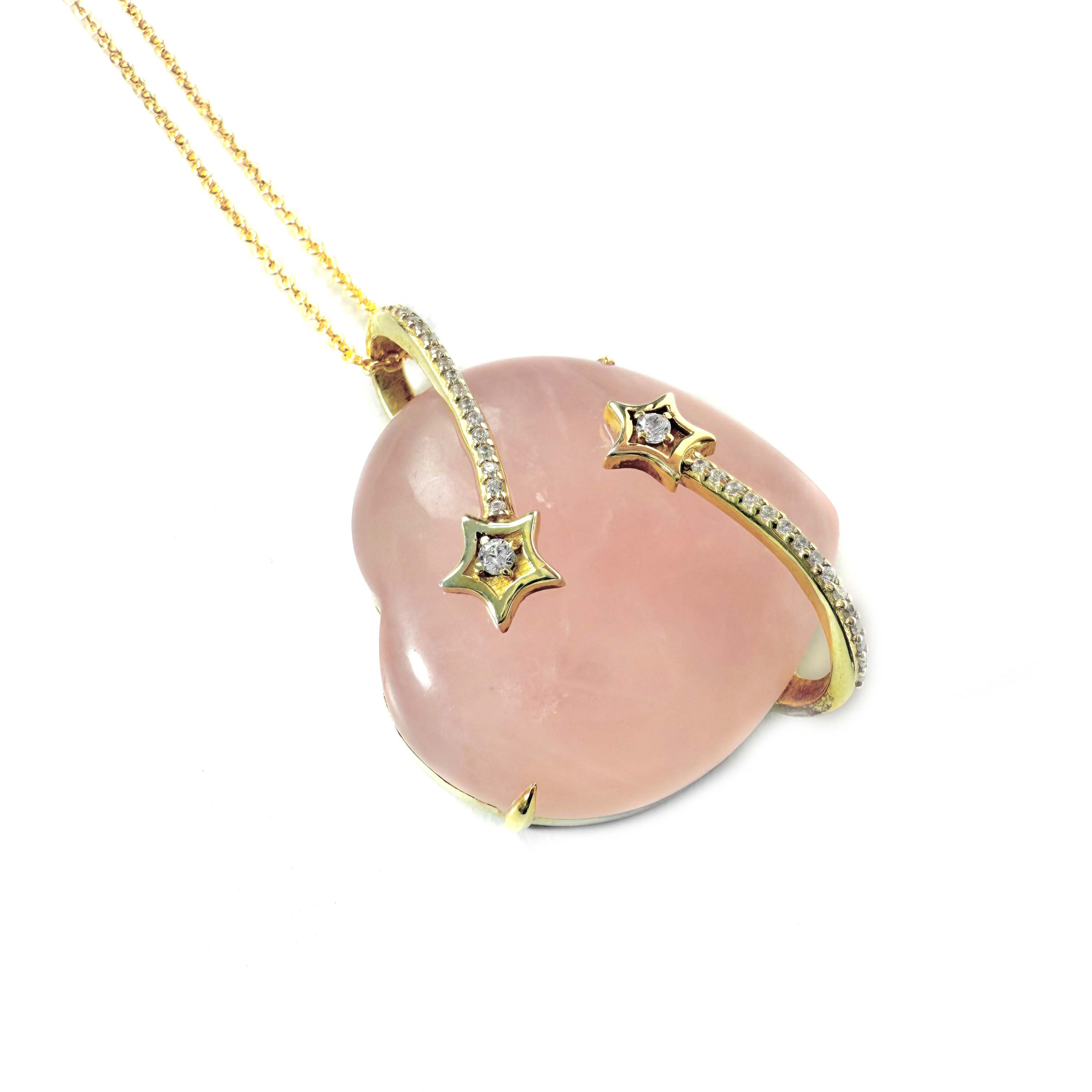 Shinecrys-rose quartz S925 pendant