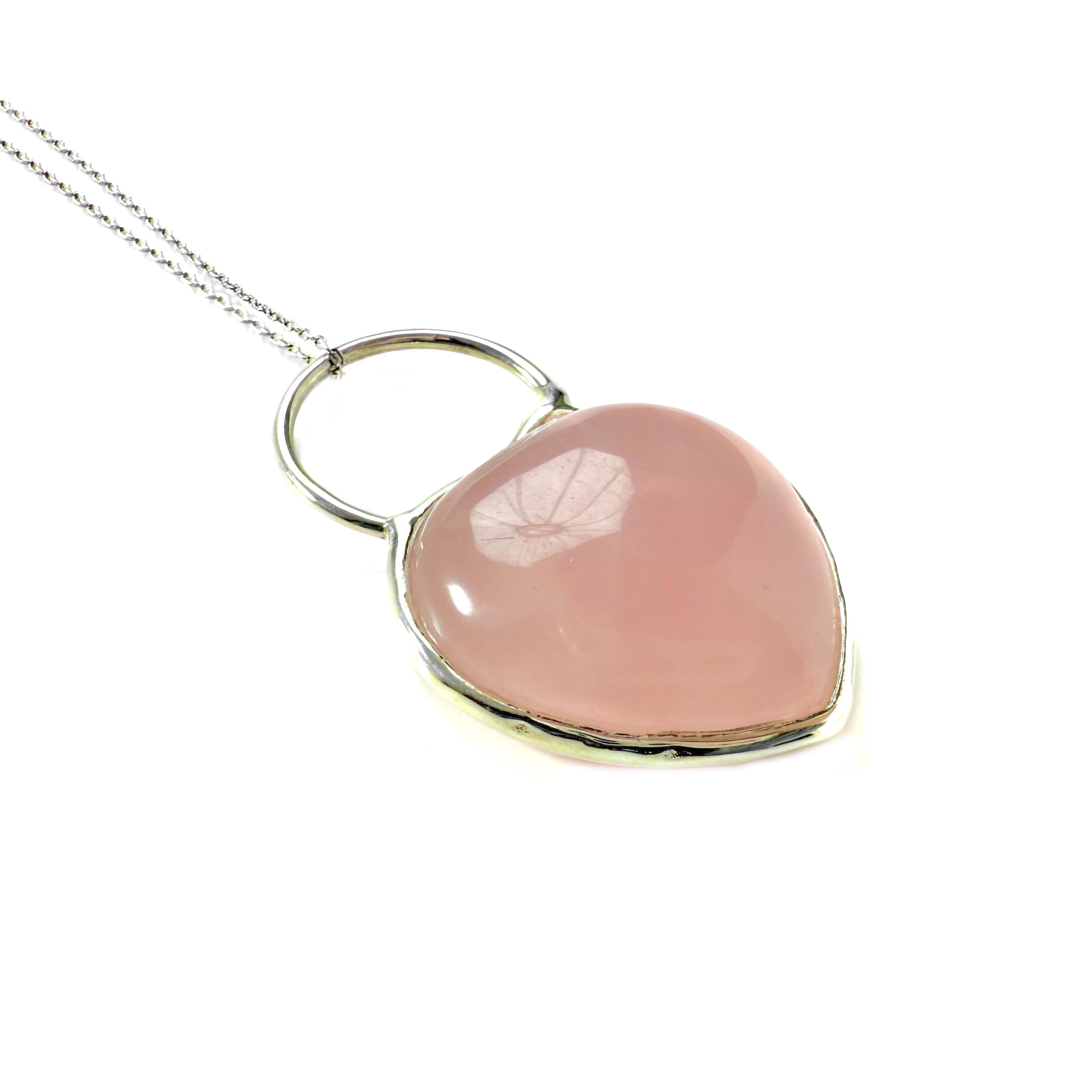 Shinecrys-rose quartz S925 pendant
