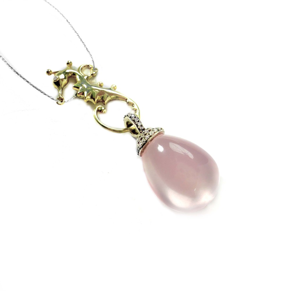 Shinecrys-rose quartz S925 pendant