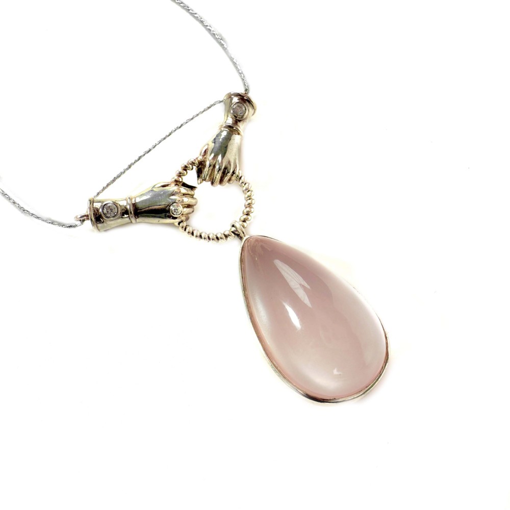 Shinecrys-rose quartz S925 pendant