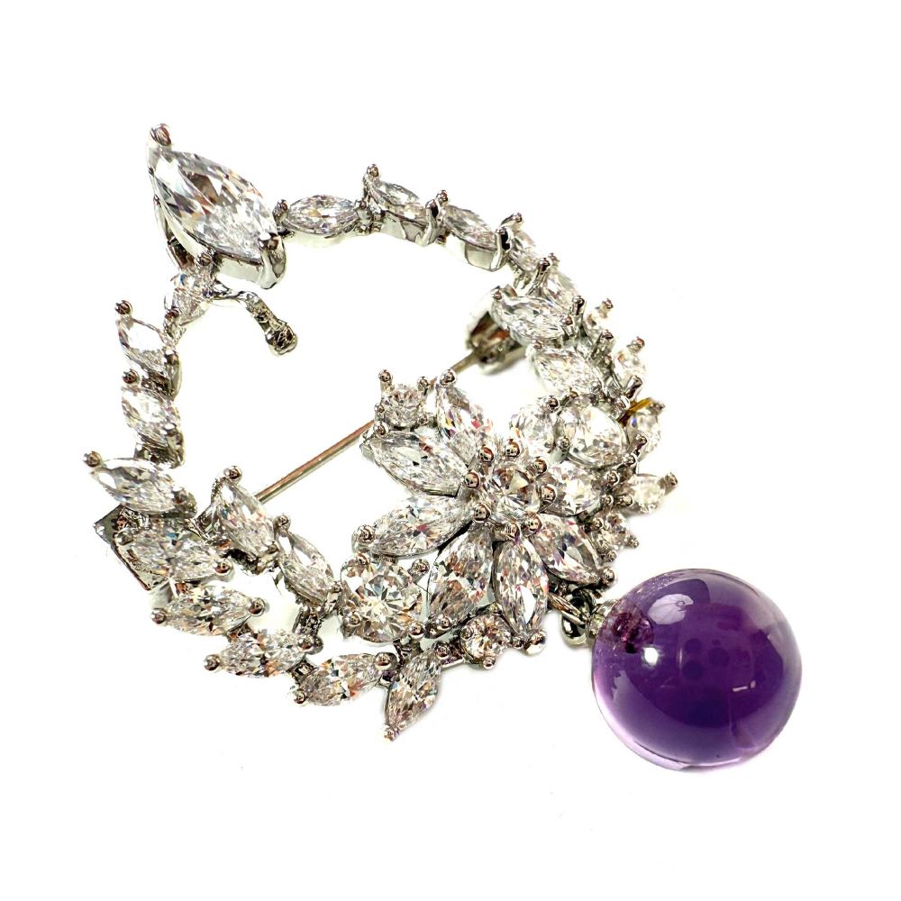 Shinecrys-amethyst brooch