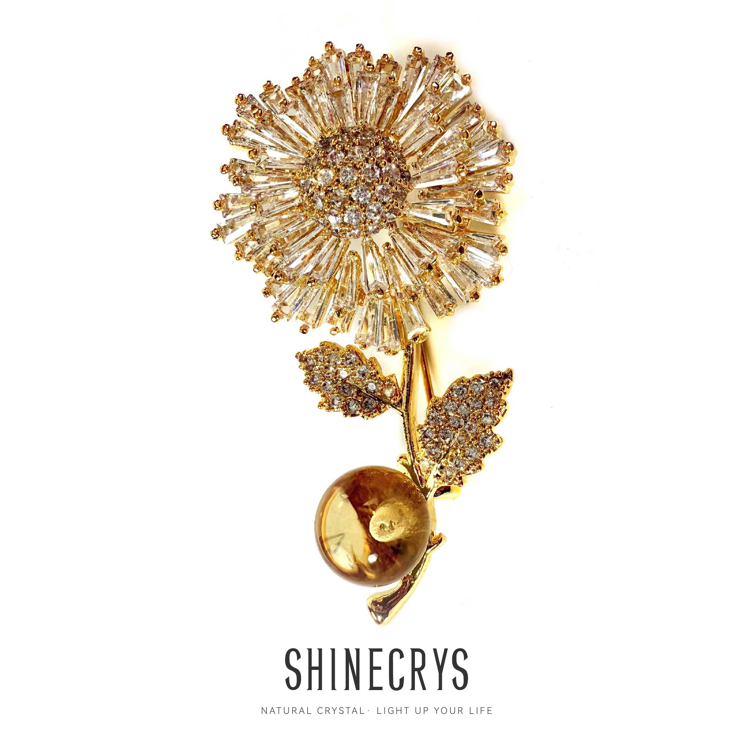 Shinecrys- citrine brooch