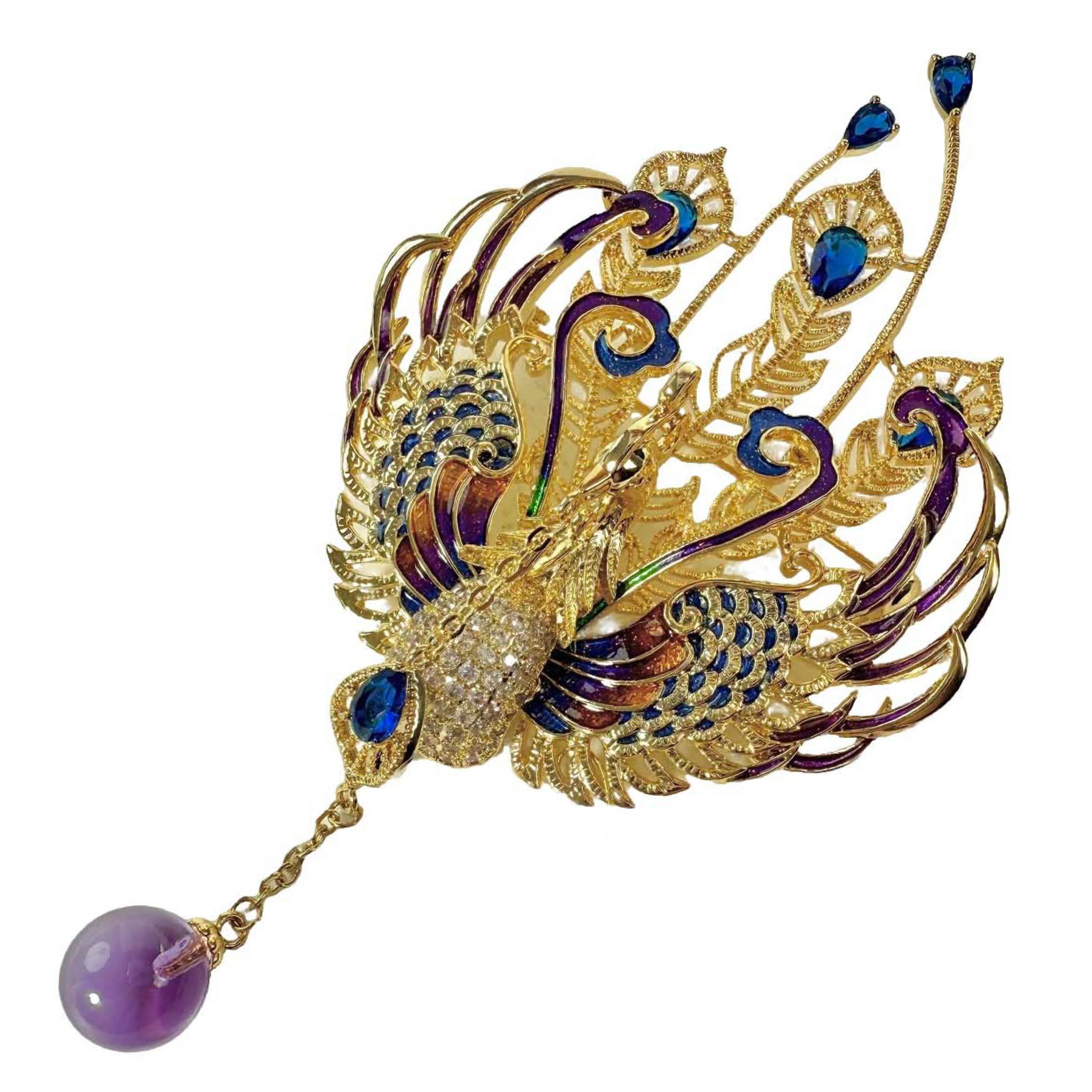 Shinecrys- amethyst brooch