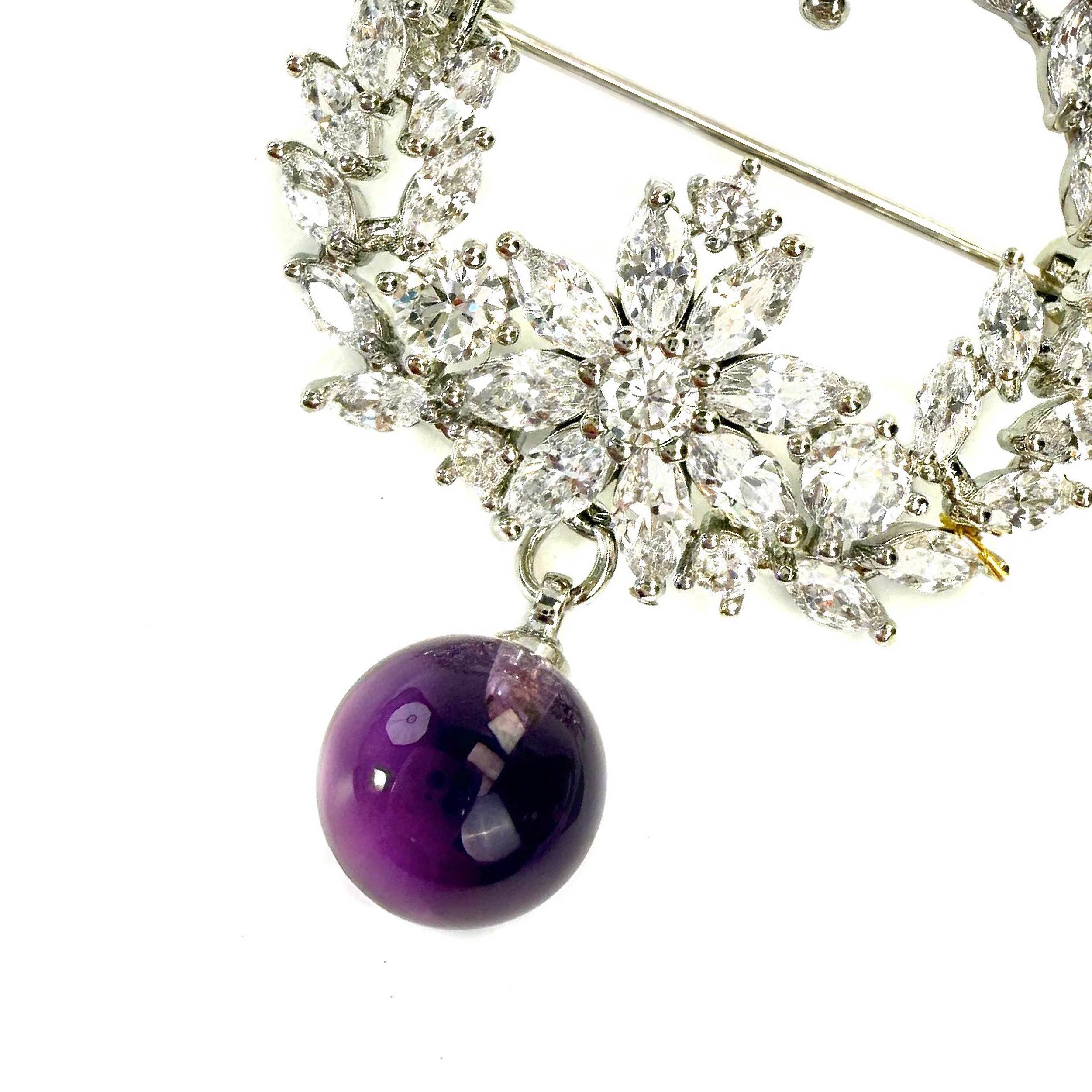 Shinecrys-amethyst brooch