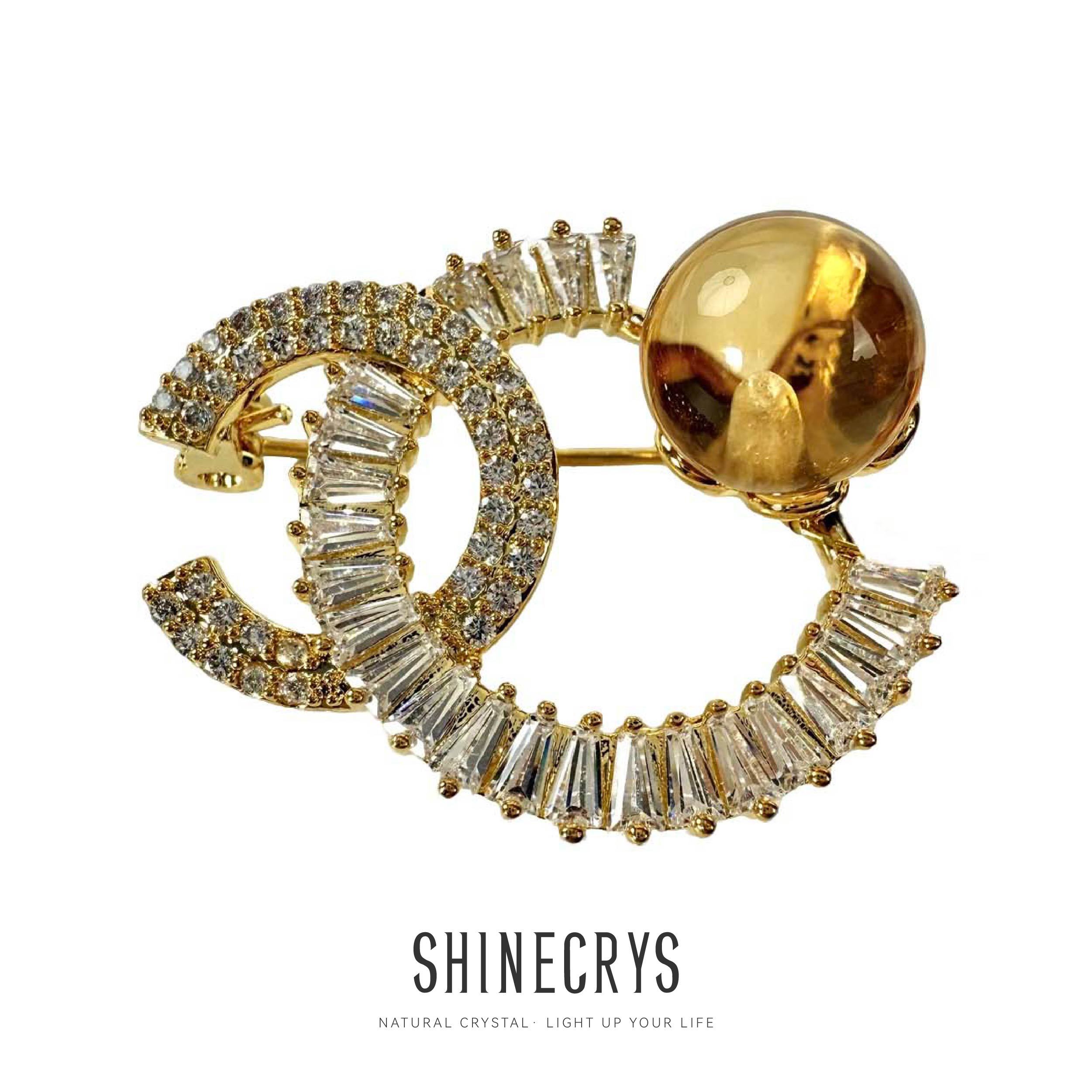 Shinecrys- citrine brooch