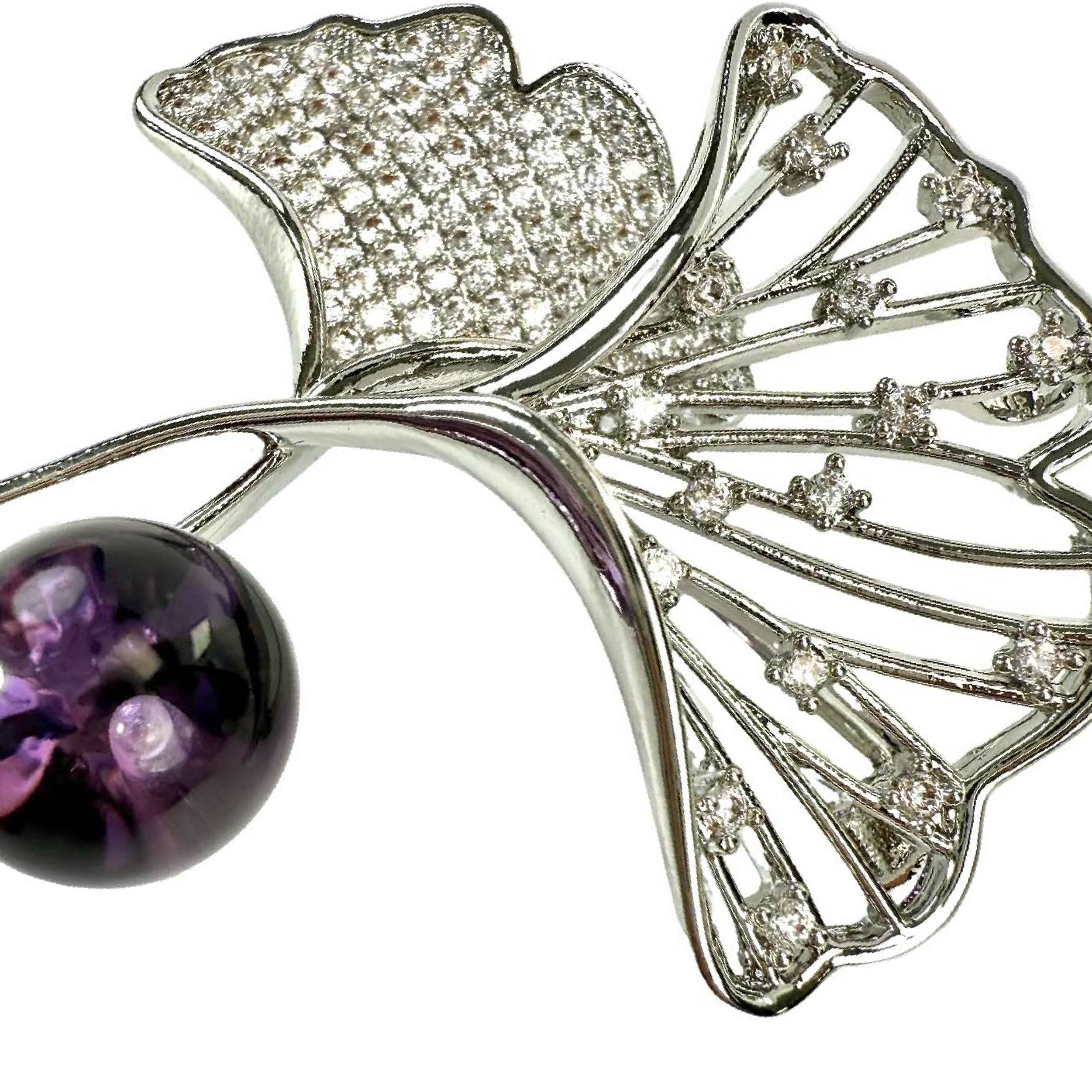 Shinecrys- amethyst brooch