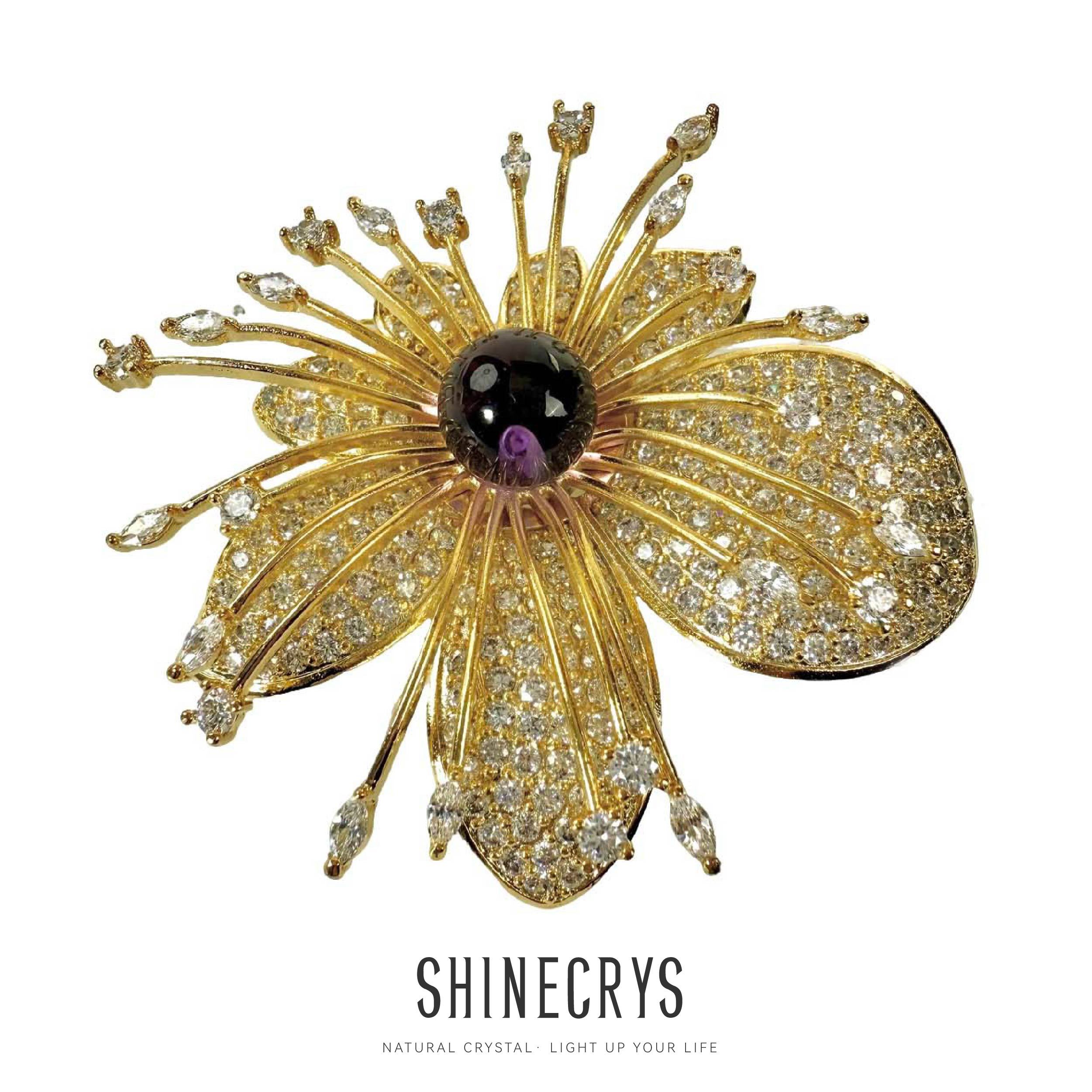 Shinecrys- amethyst brooch