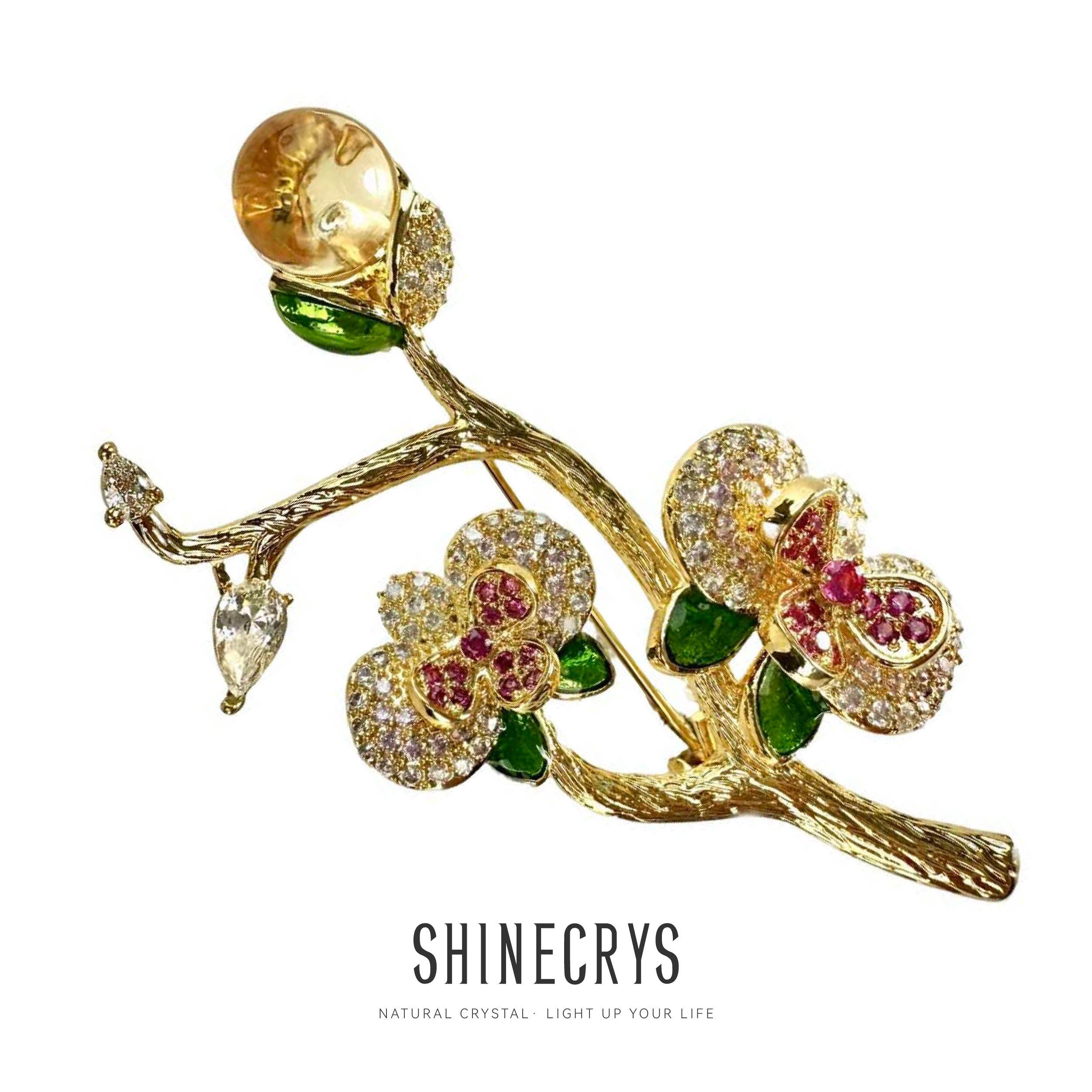 Shinecrys- citrine brooch