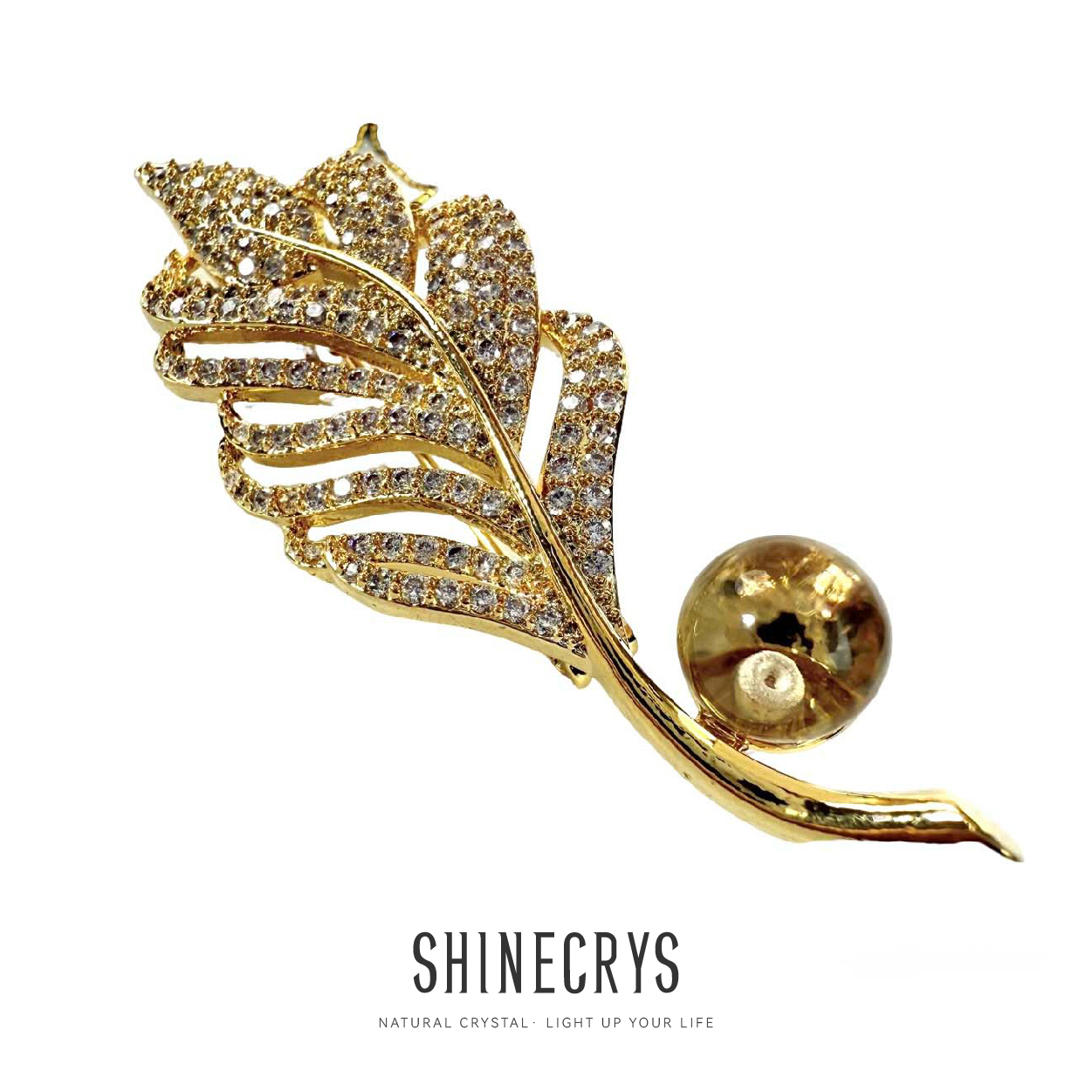 Shinecrys- citrine  brooch