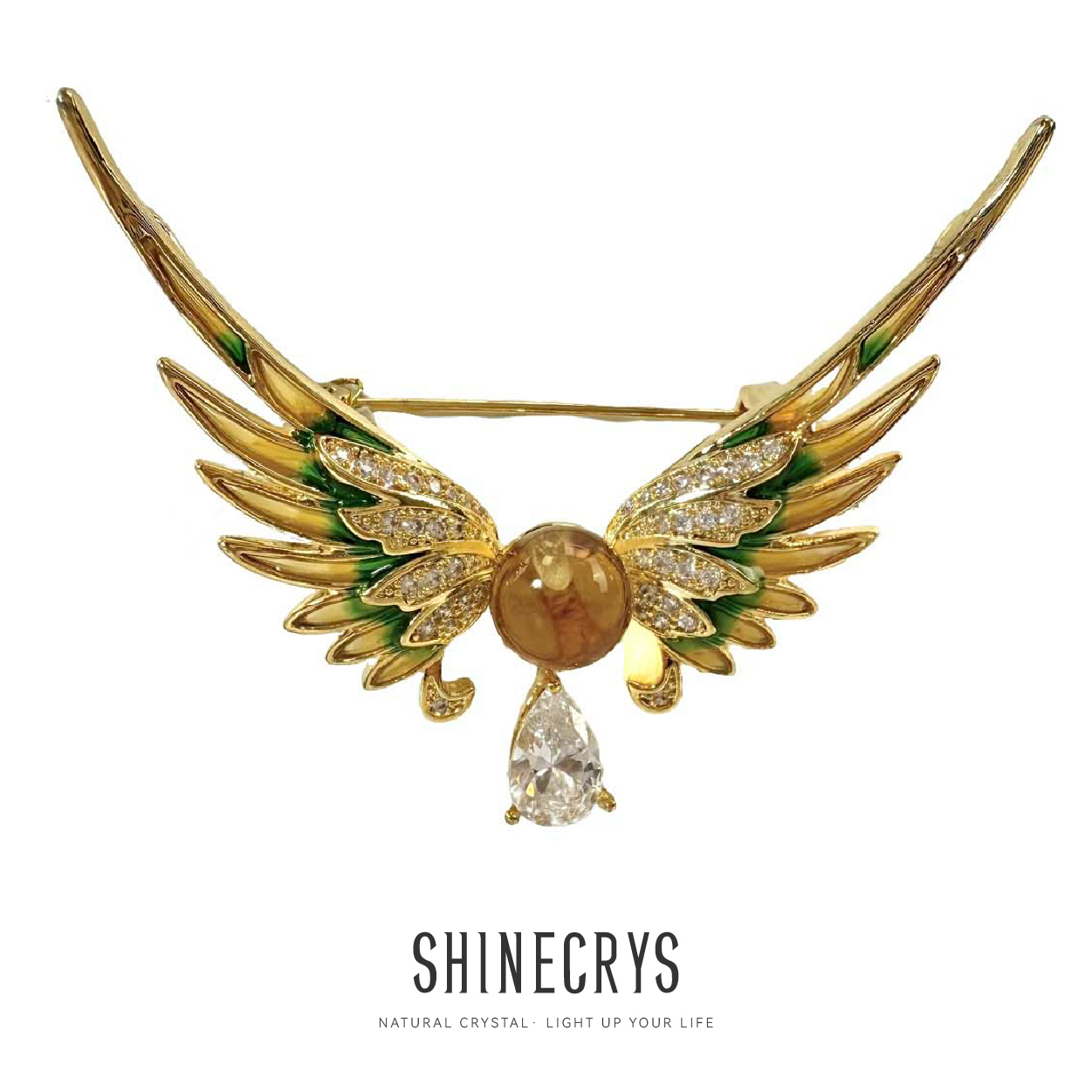 Shinecrys- citrine  brooch