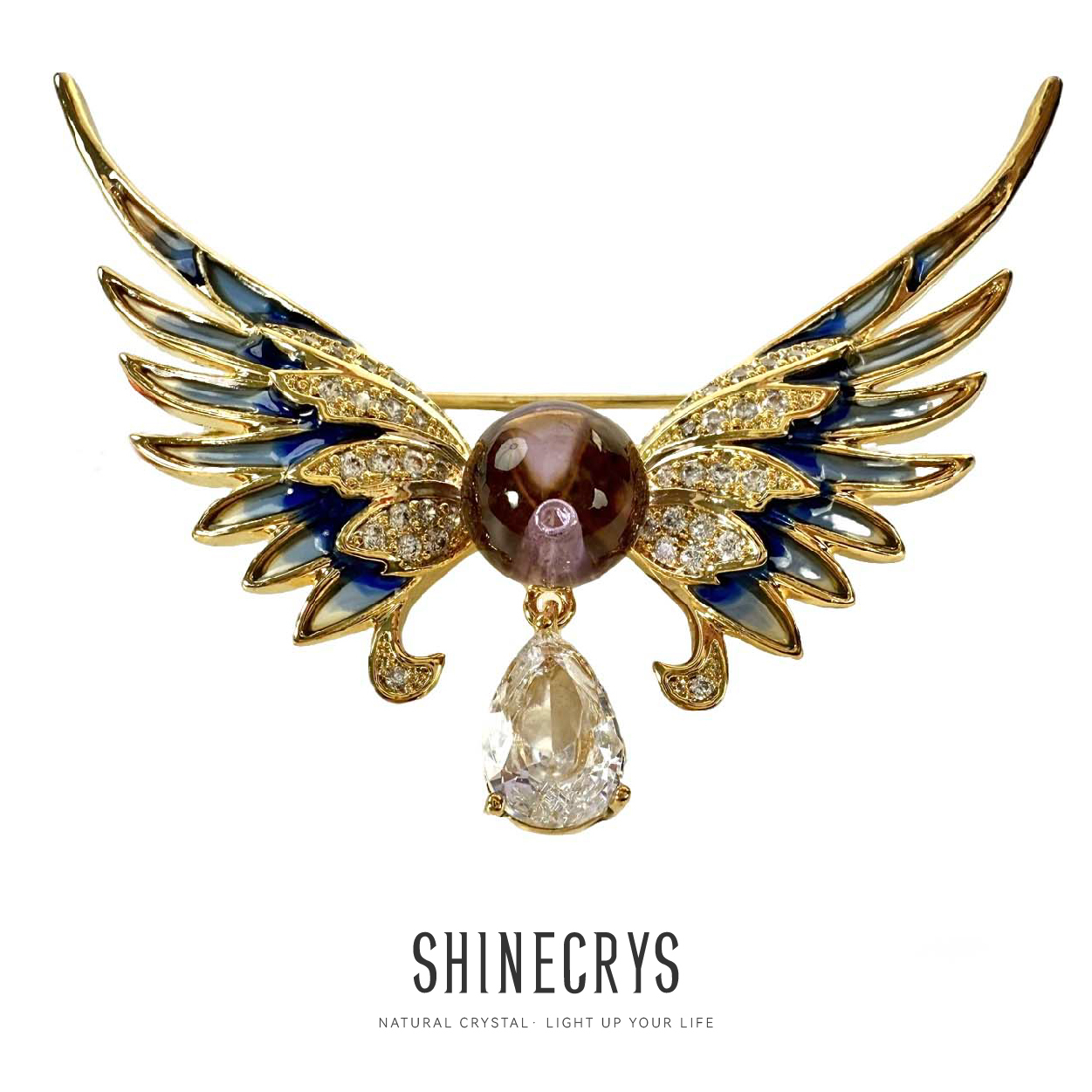 Shinecrys- amethyst  brooch