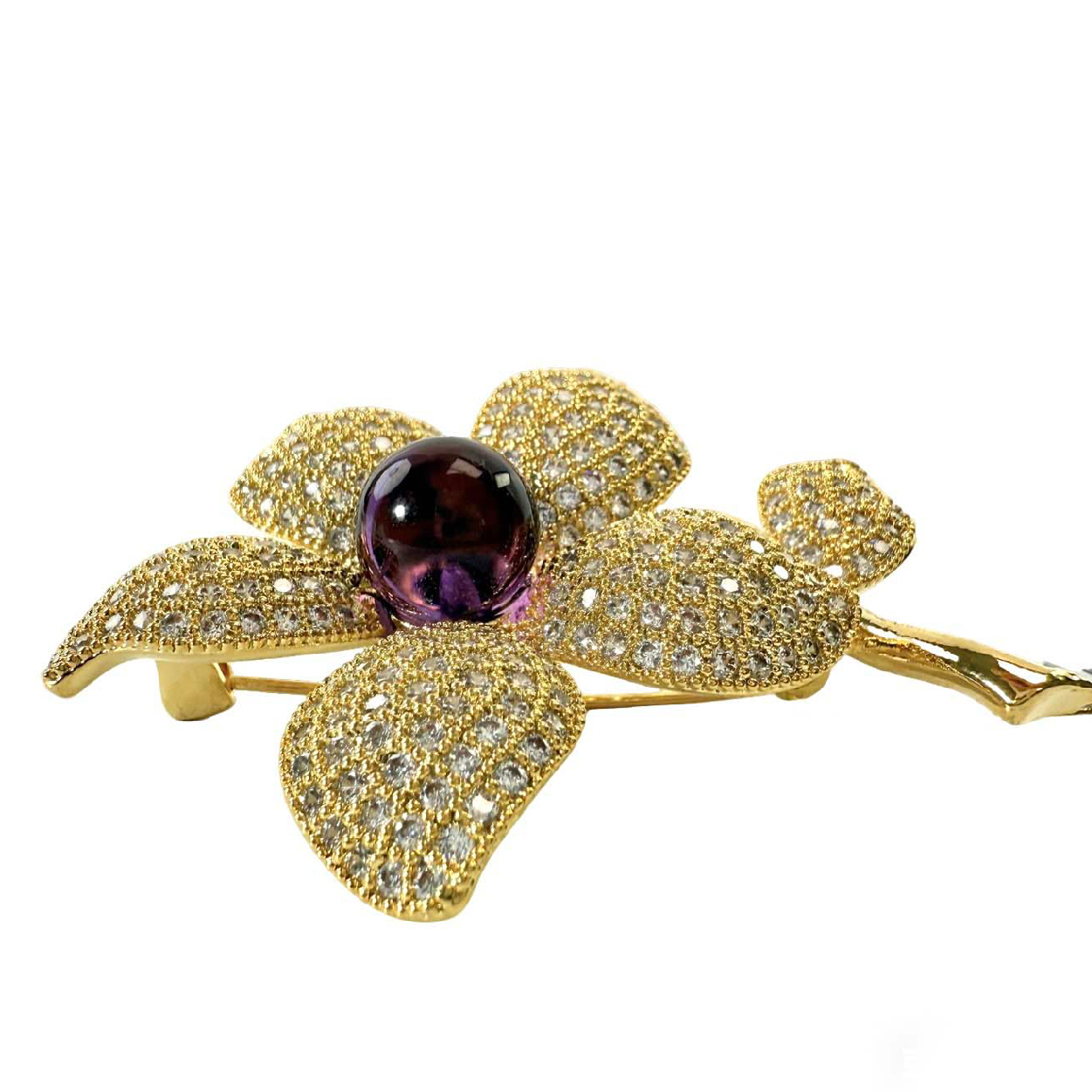 Shinecrys- amethyst  brooch