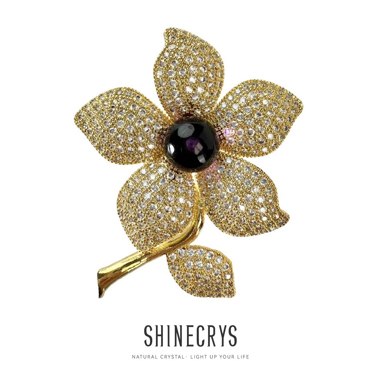 Shinecrys- amethyst  brooch