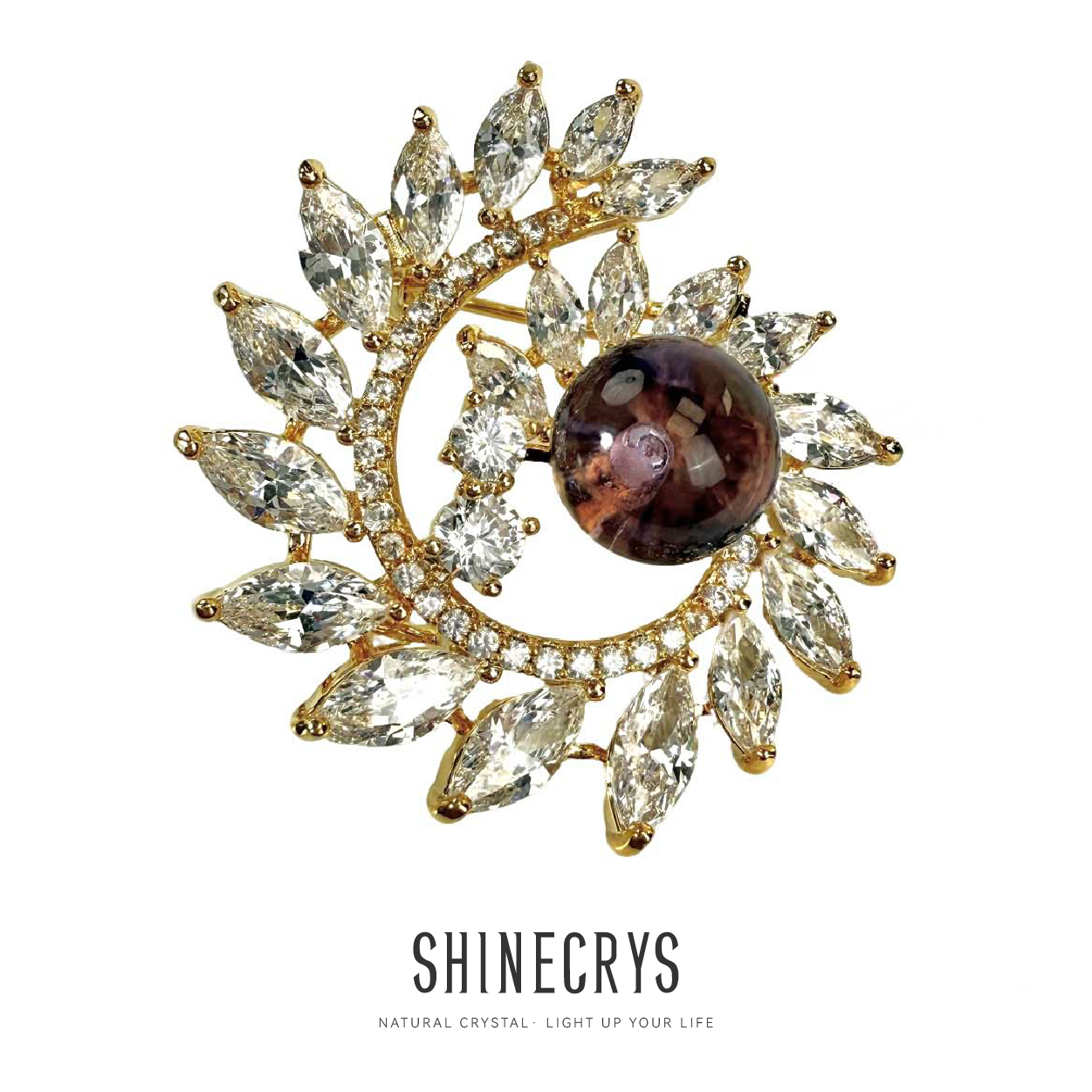 Shinecrys- amethyst  brooch