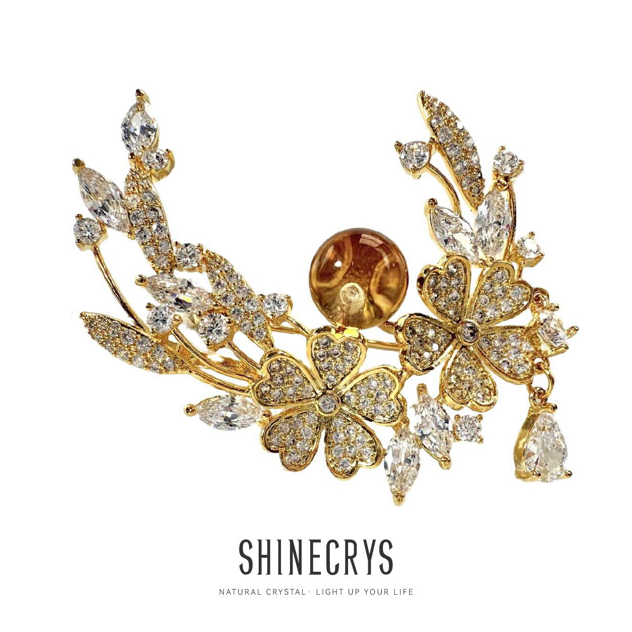 Shinecrys- citrine   brooch