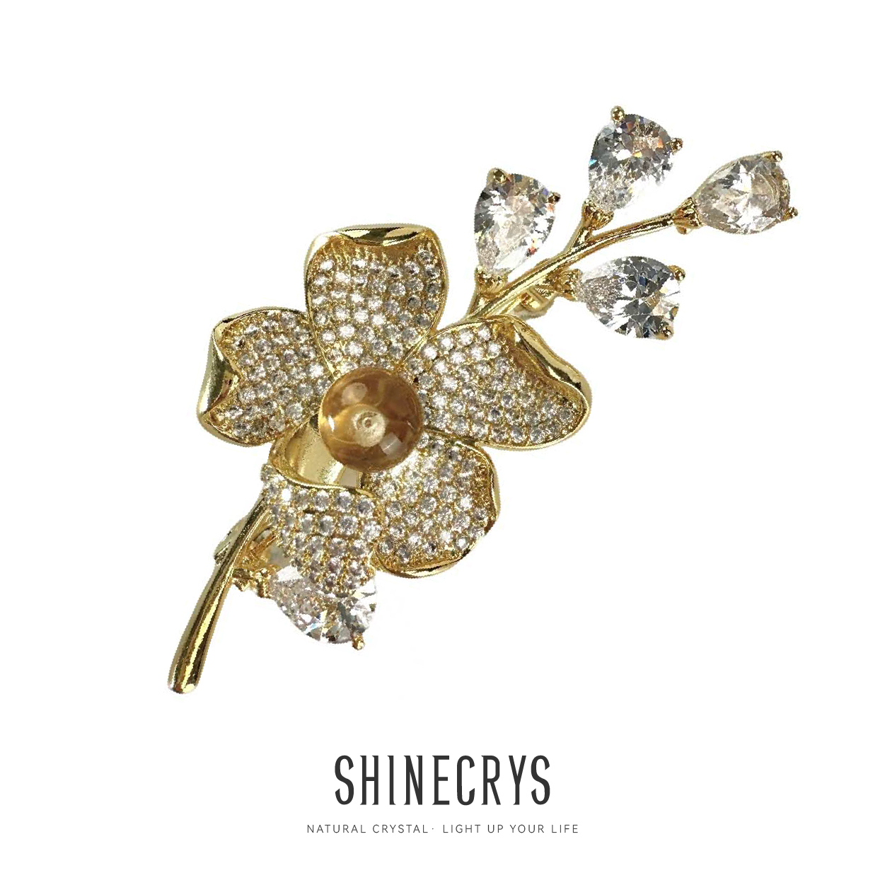 Shinecrys- citrine brooch