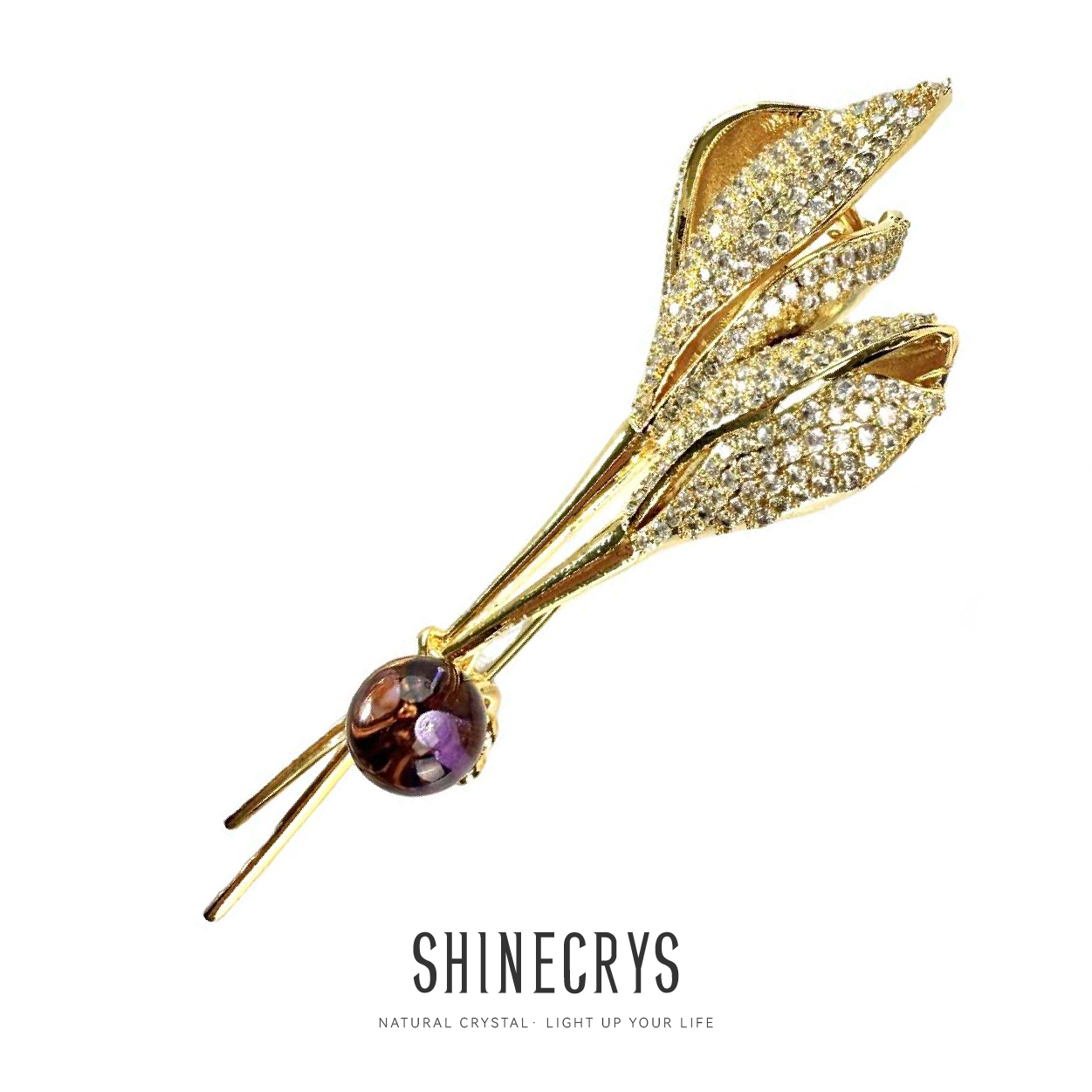 Shinecrys- amethyst brooch