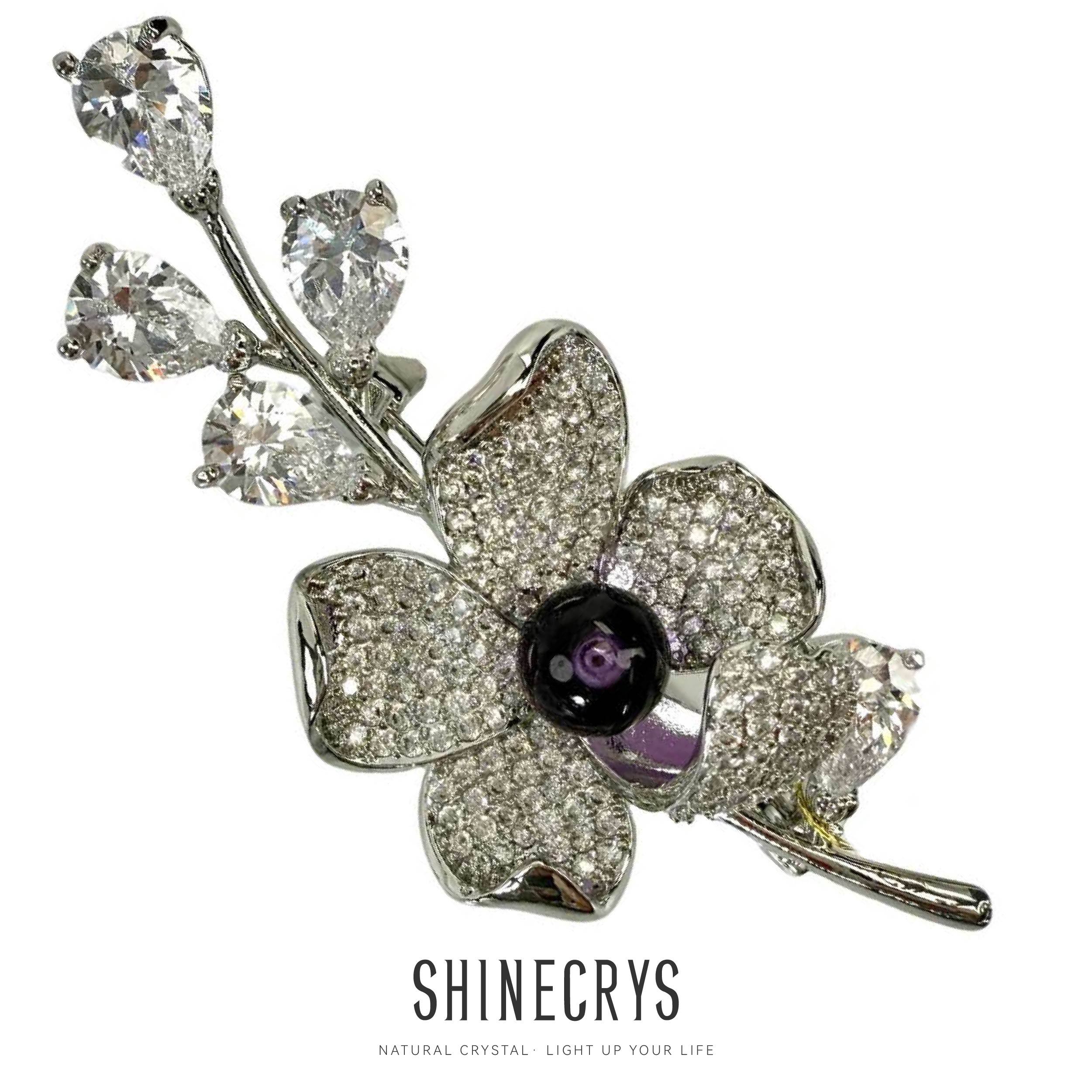 Shinecrys- amethyst brooch