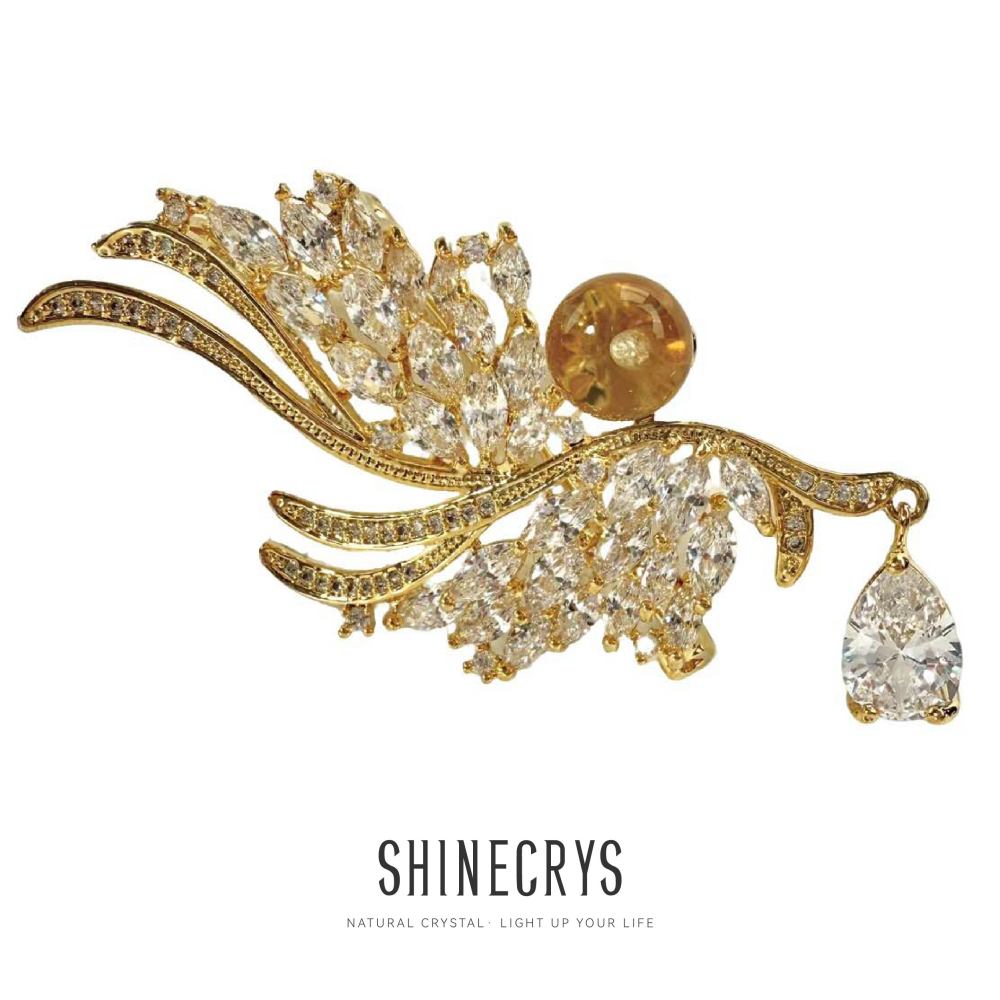 Shinecrys- citrine brooch