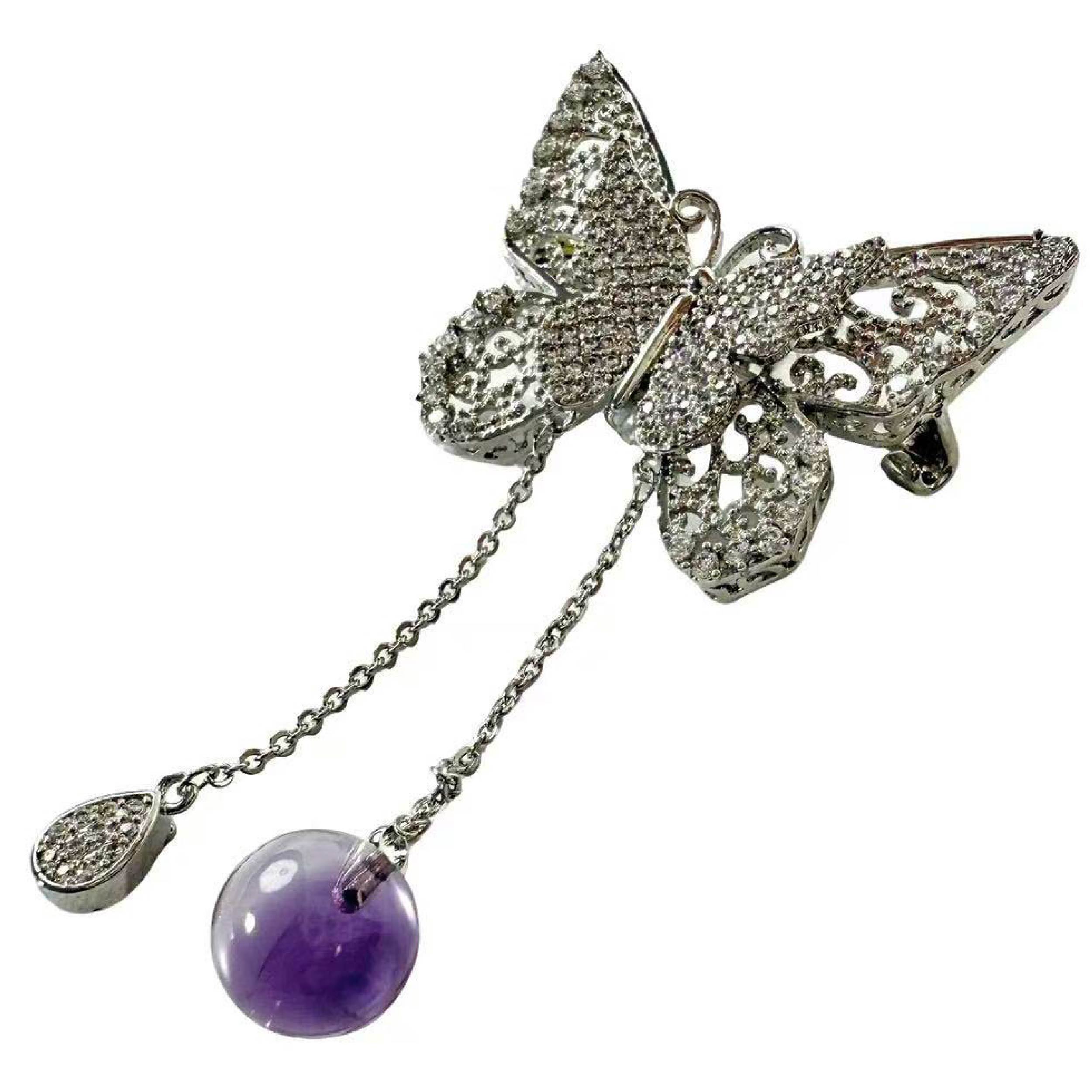 Shinecrys- amethyst brooch