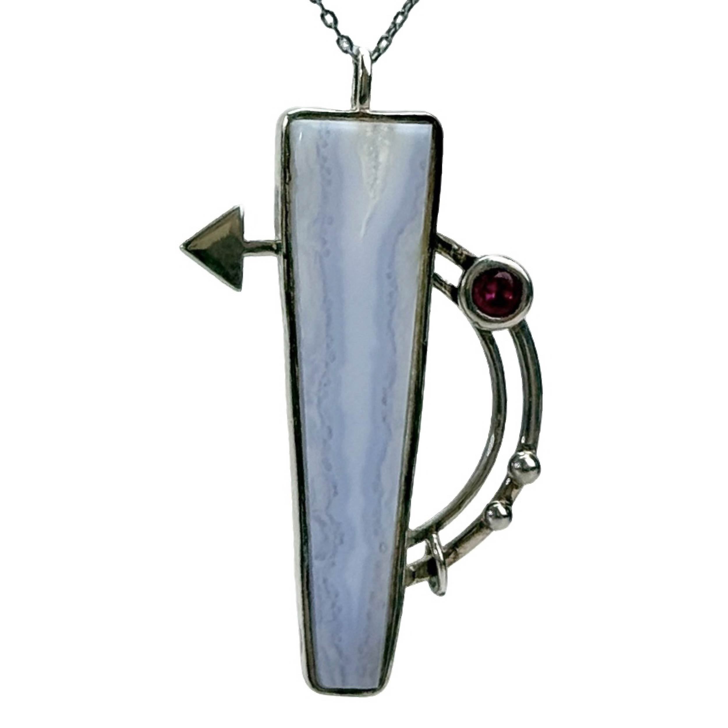 Shinecrys- Blue-striped Agate pendant