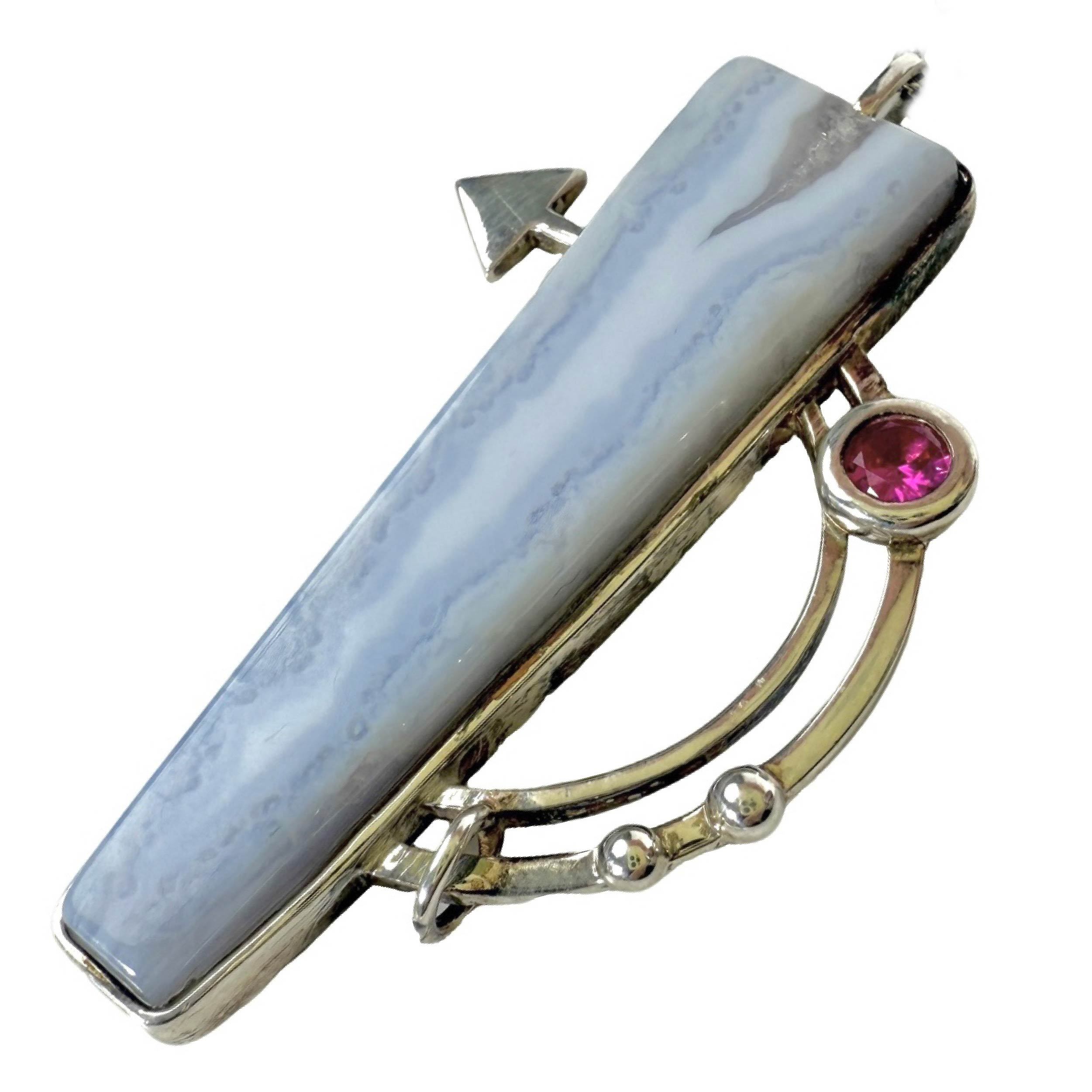 Shinecrys- Blue-striped Agate pendant
