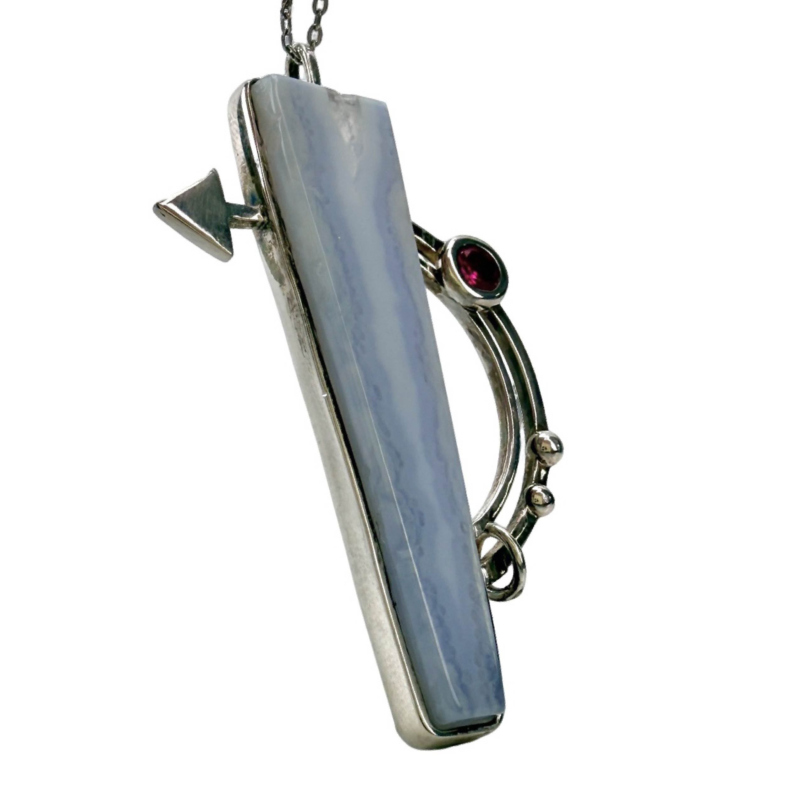 Shinecrys- Blue-striped Agate pendant