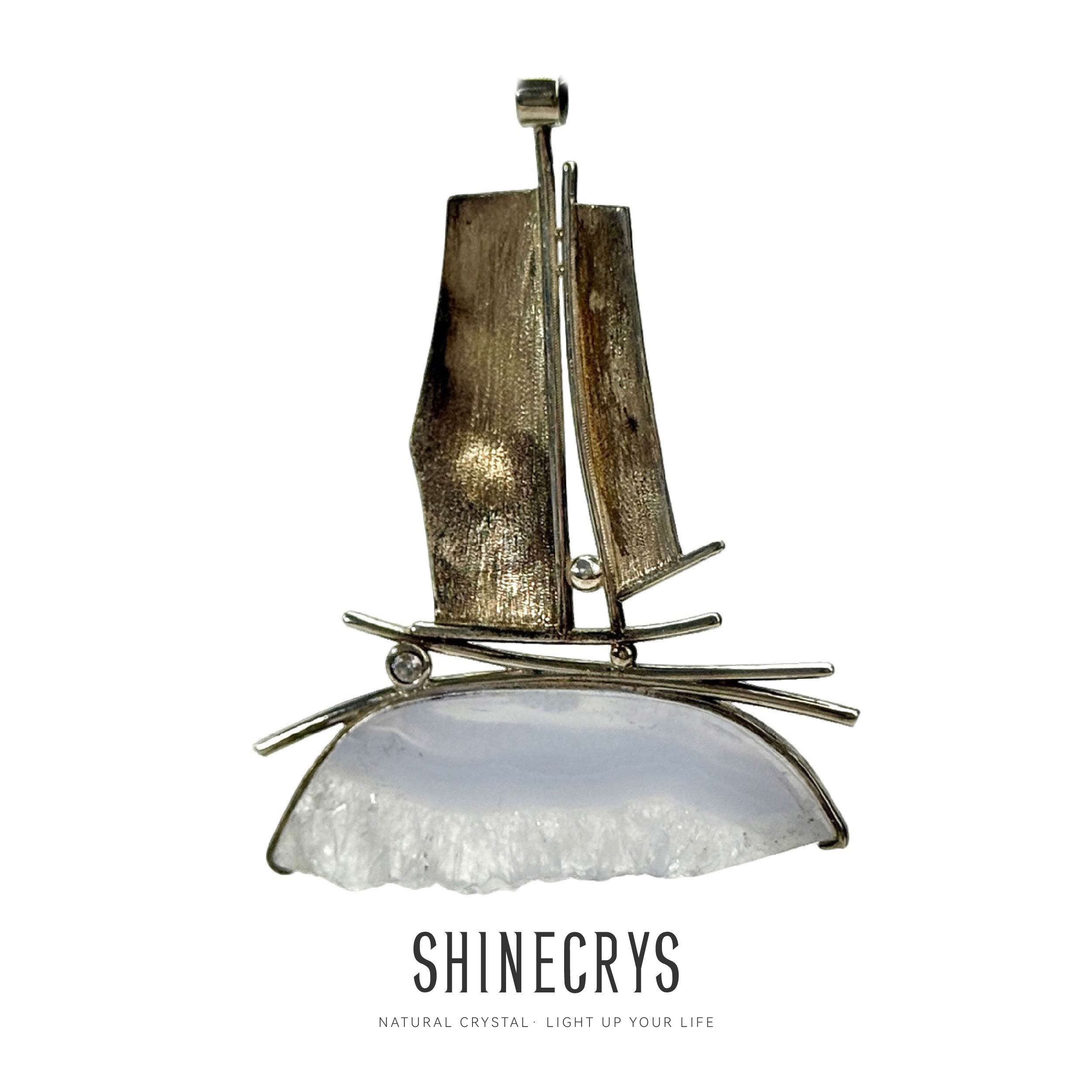 Shinecrys- Blue-striped Agate pendant
