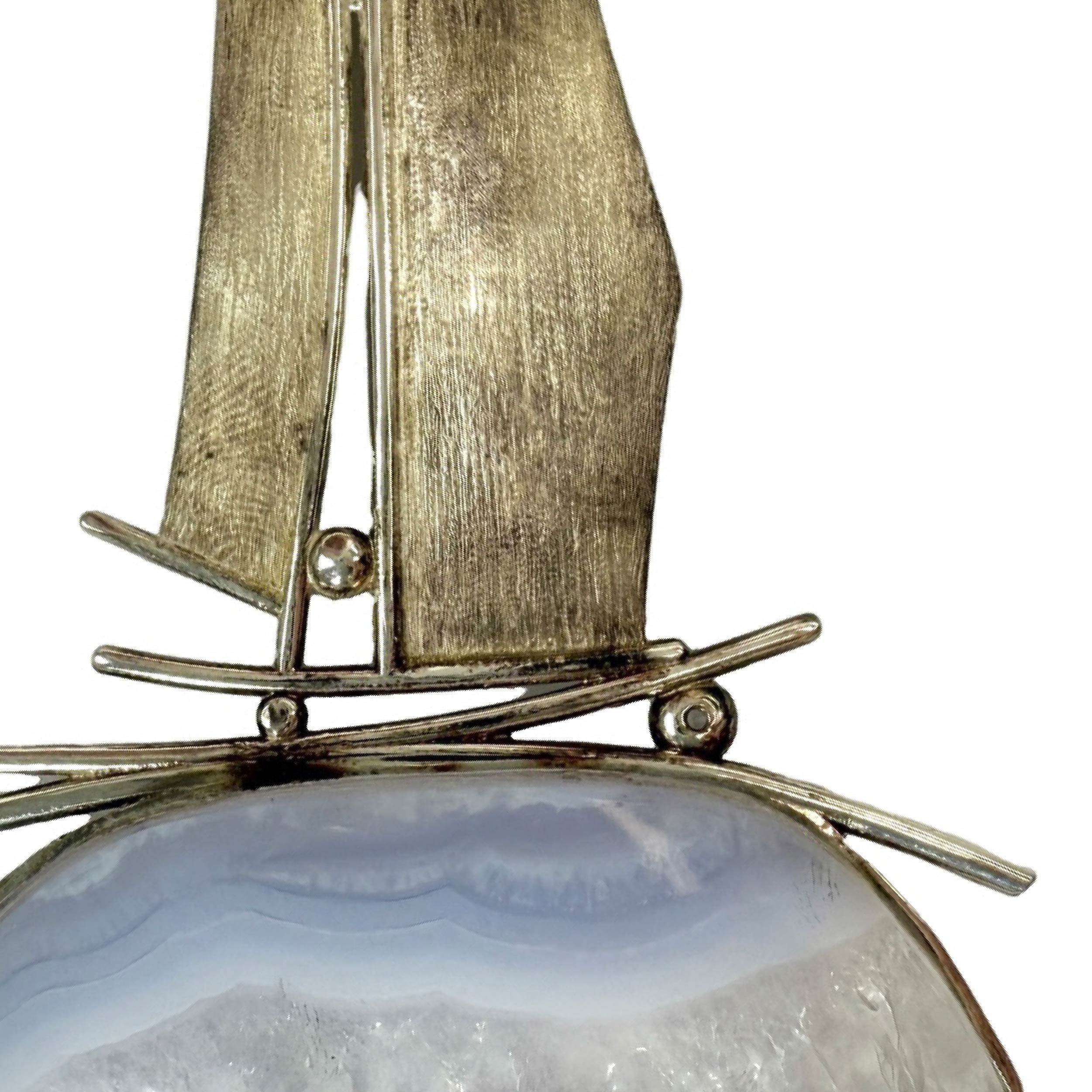 Shinecrys- Blue-striped Agate pendant