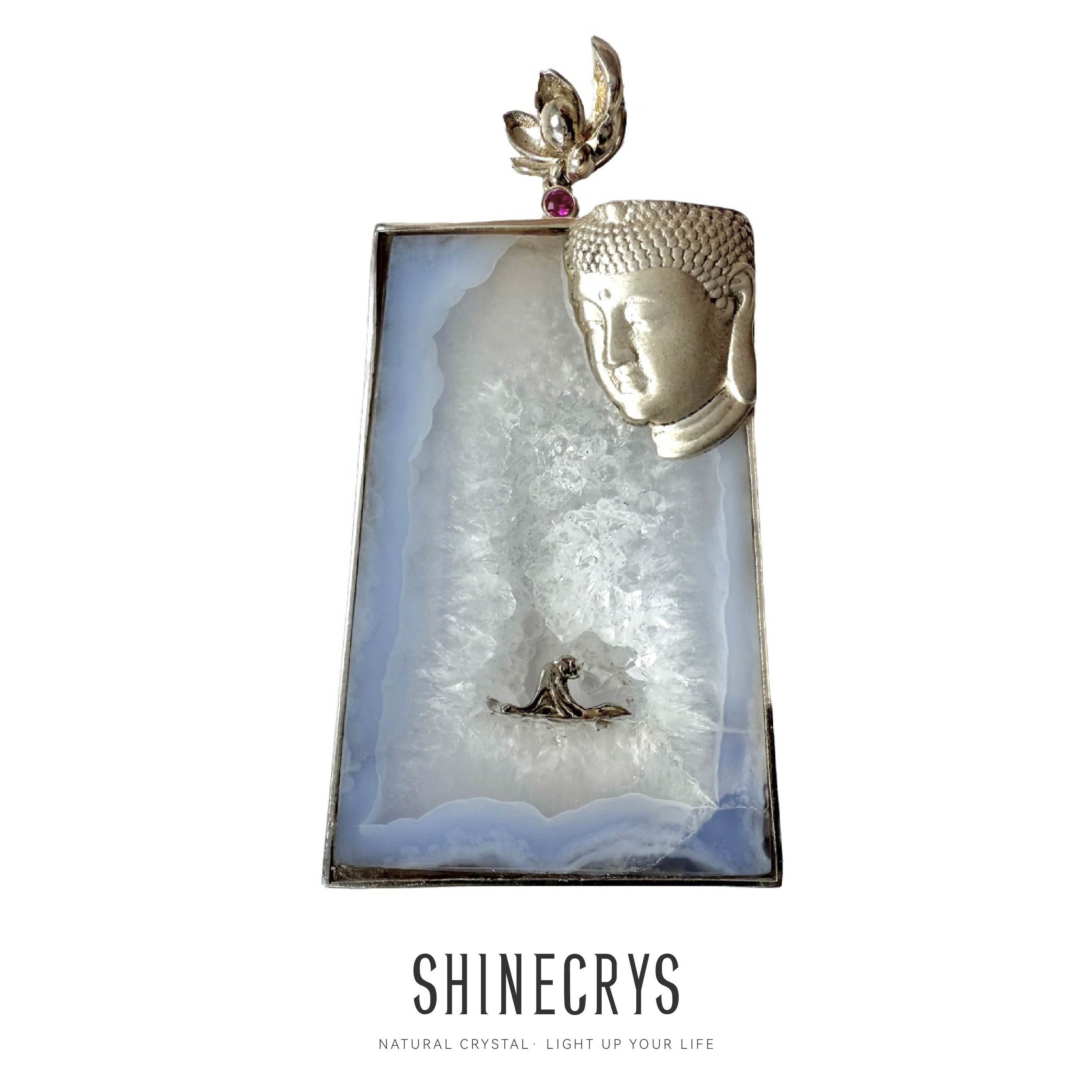 Shinecrys- Blue-striped Agate pendant
