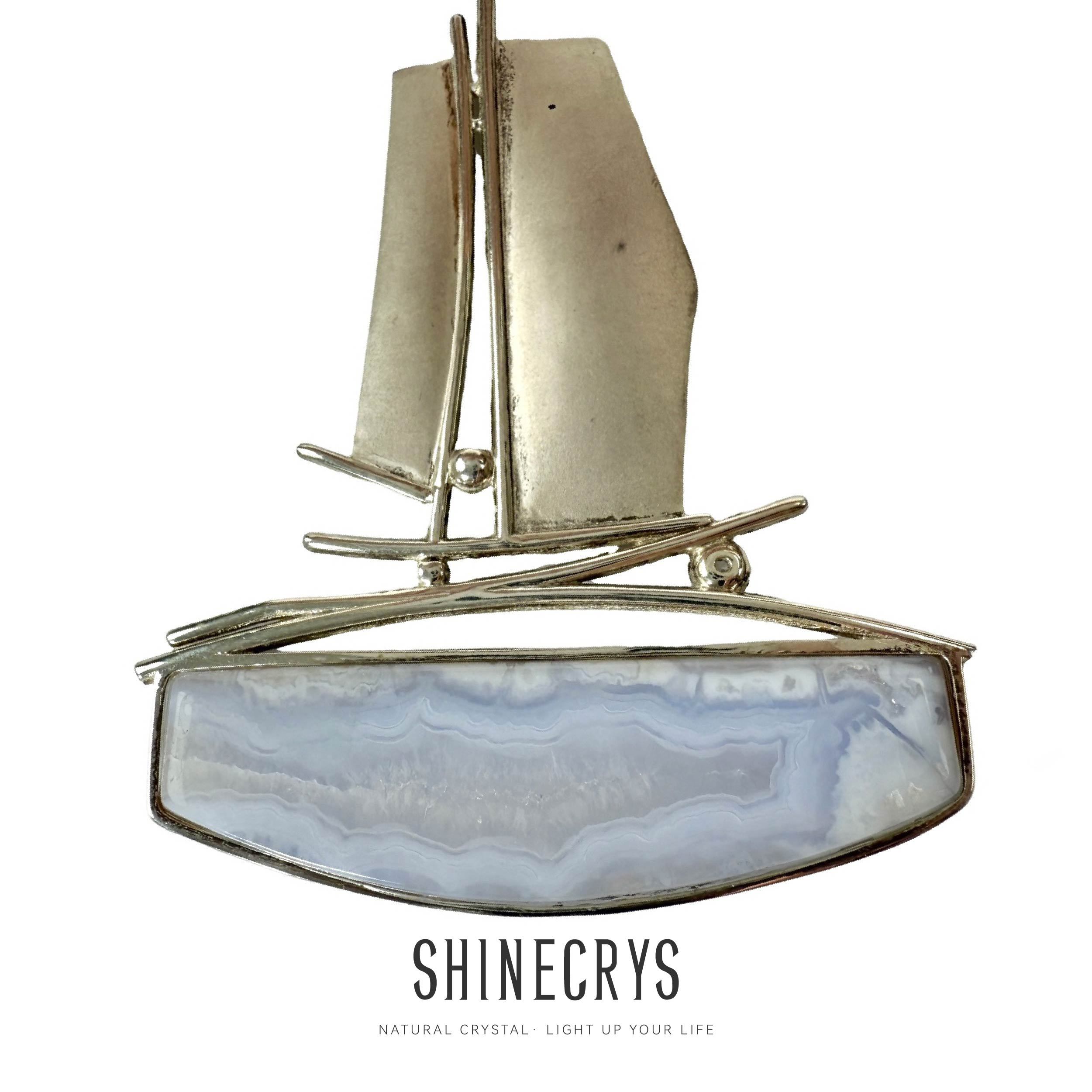 Shinecrys- Blue-striped Agate pendant