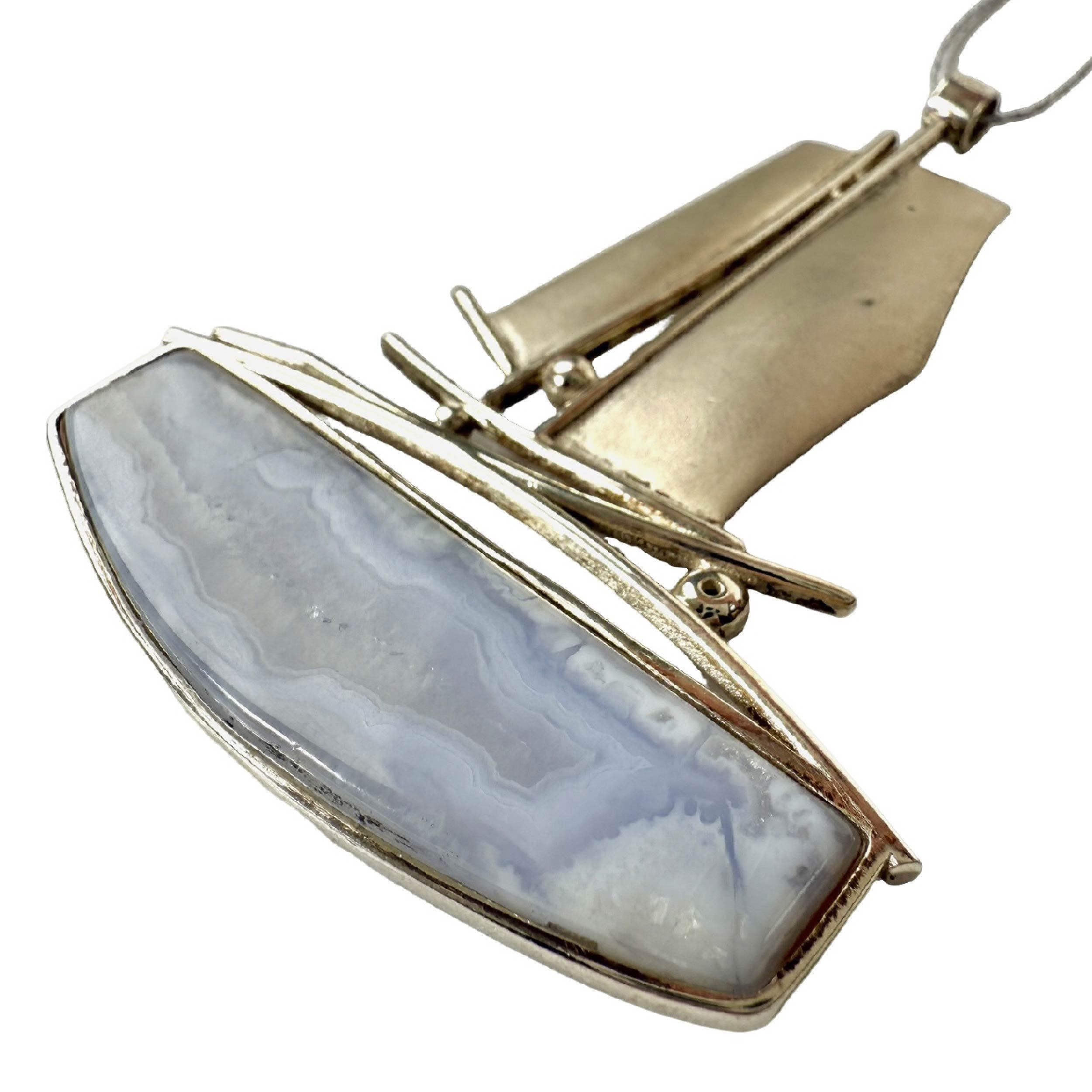 Shinecrys- Blue-striped Agate pendant
