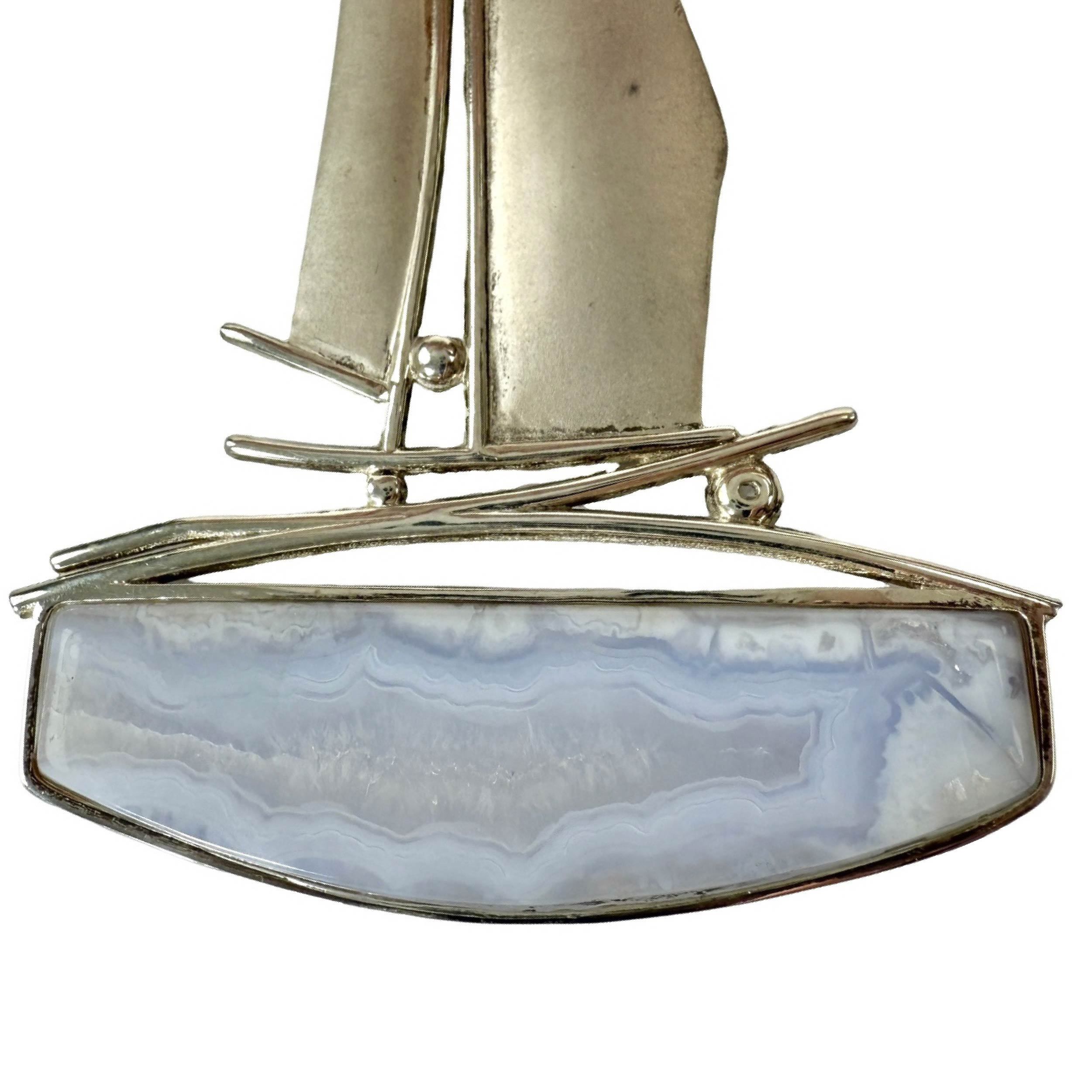 Shinecrys- Blue-striped Agate pendant