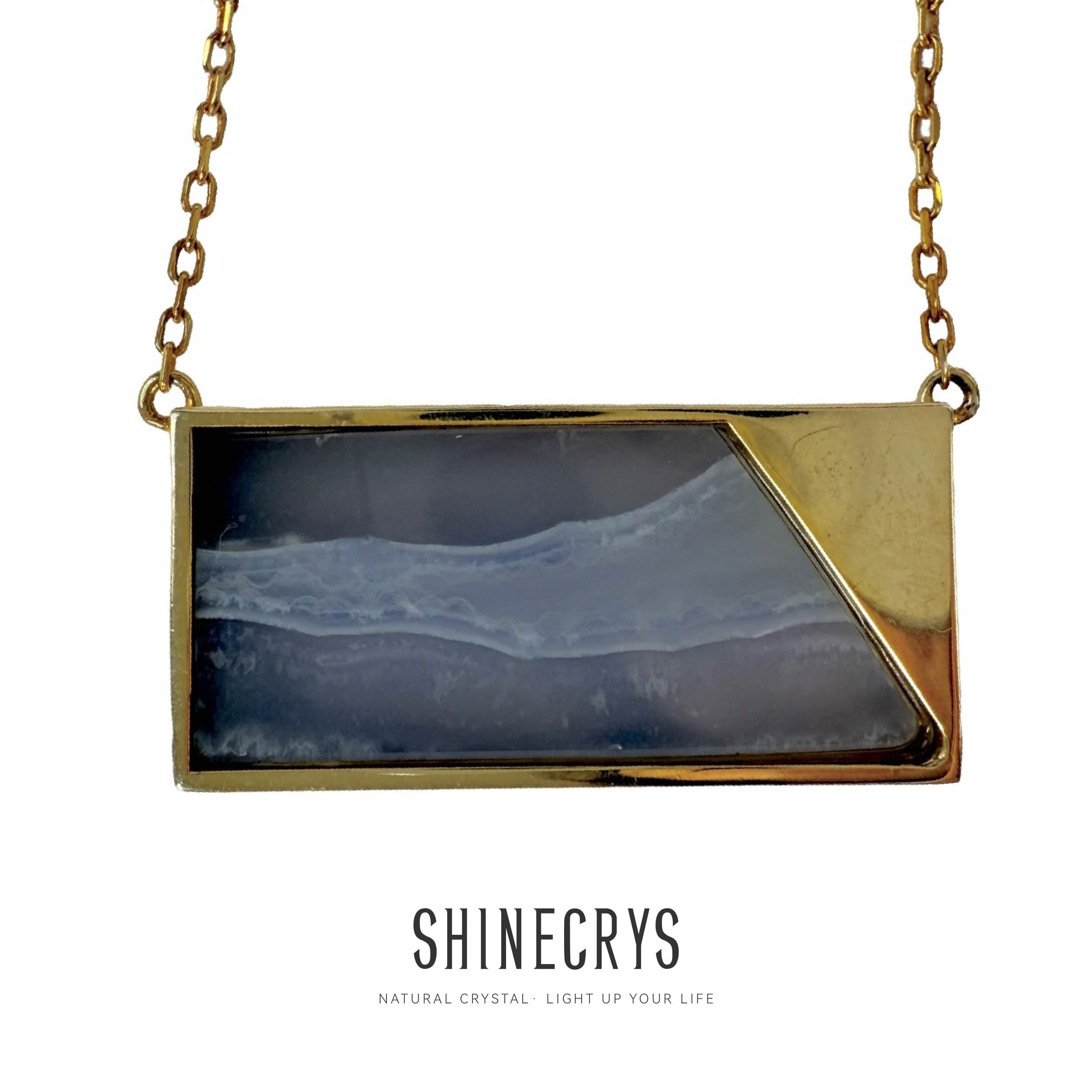 Shinecrys- Blue-striped Agate pendant