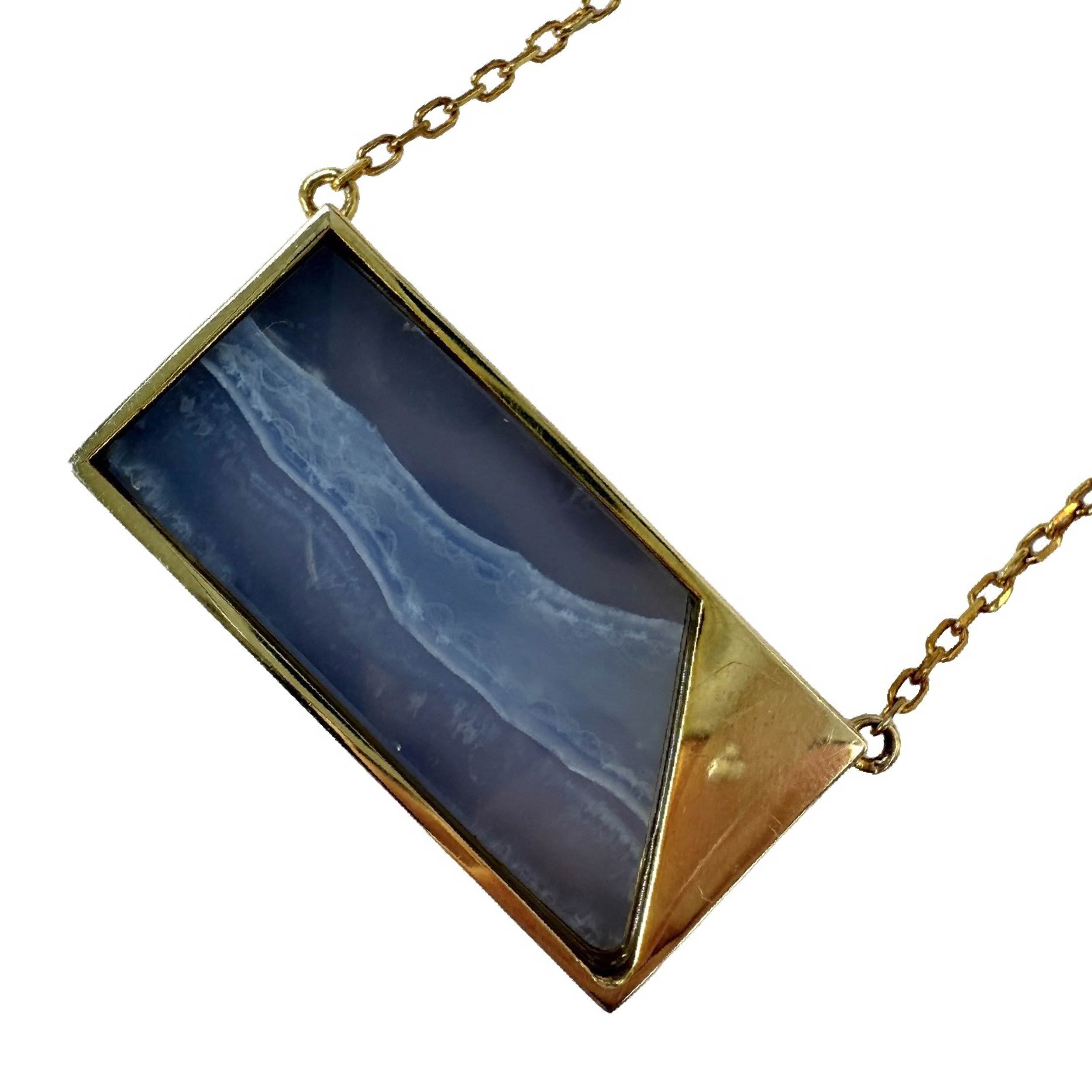 Shinecrys- Blue-striped Agate pendant