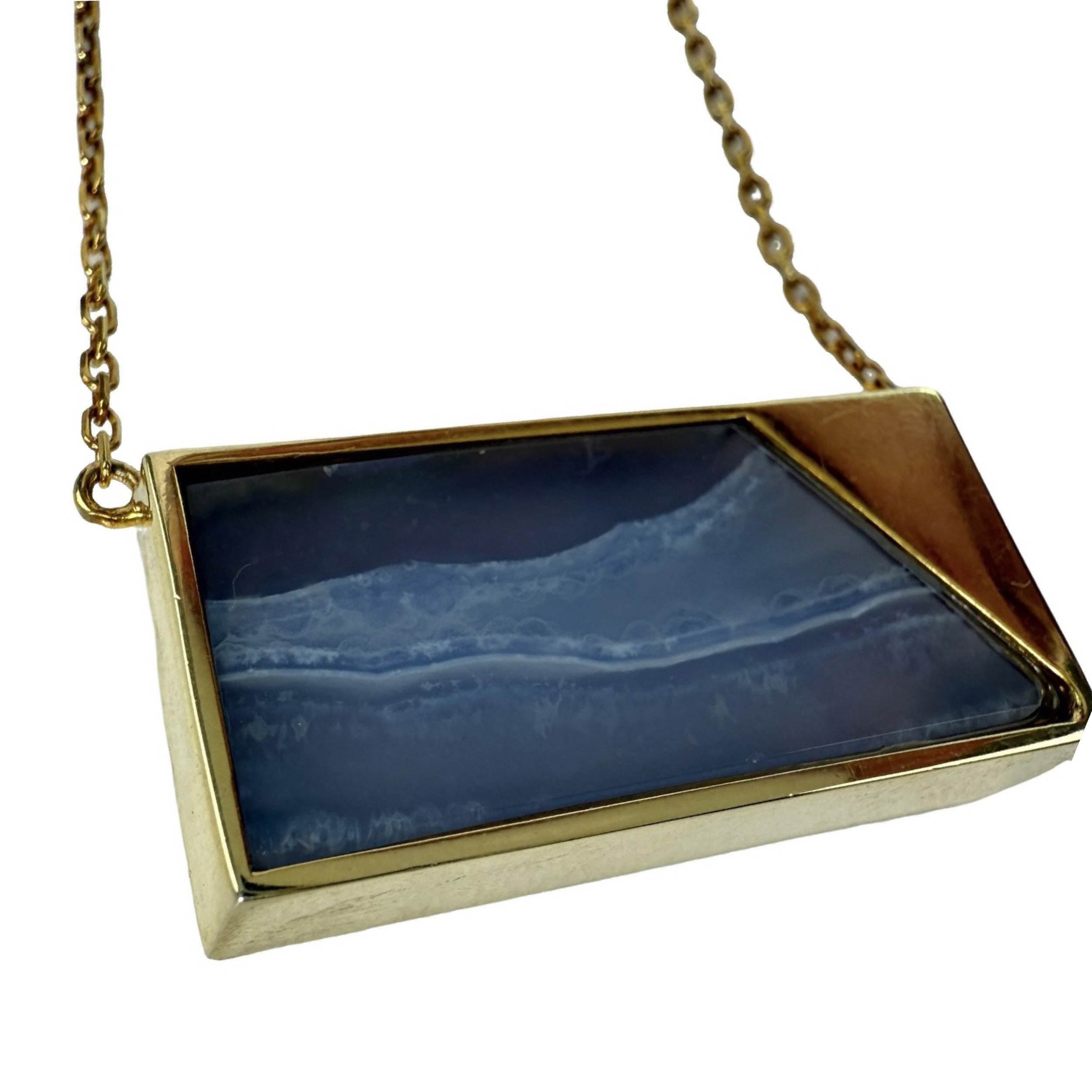 Shinecrys- Blue-striped Agate pendant