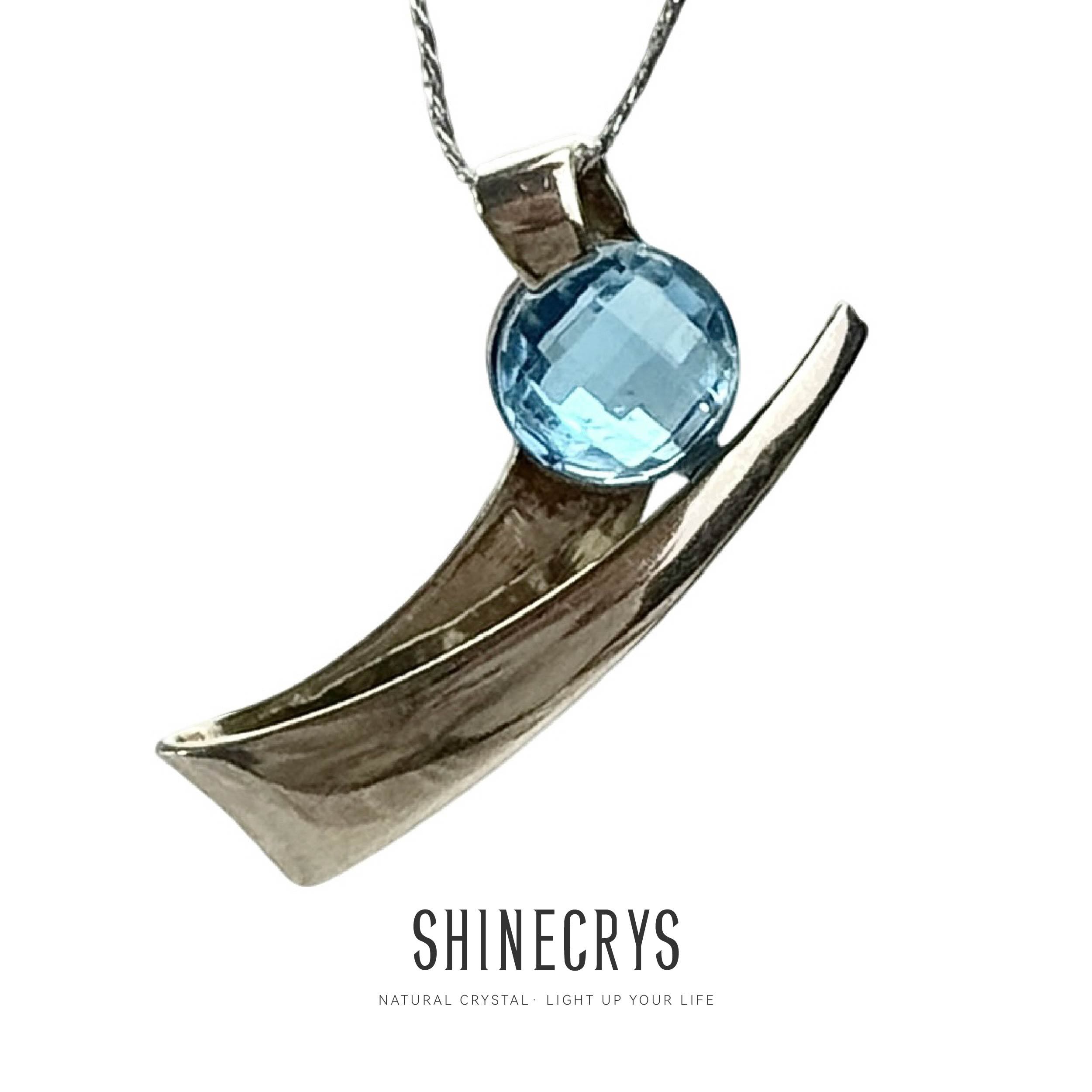 Shinecrys-blue topaz pendant