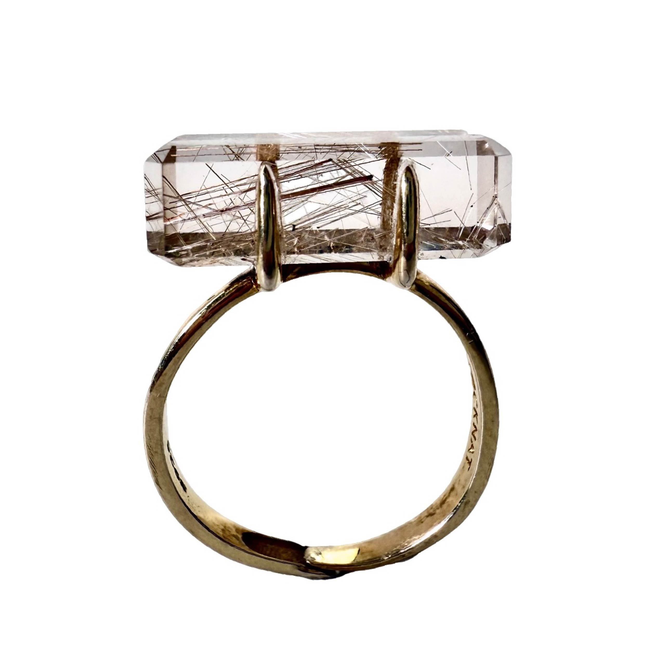 Shinecrys- Golden rutilated quartz ring
