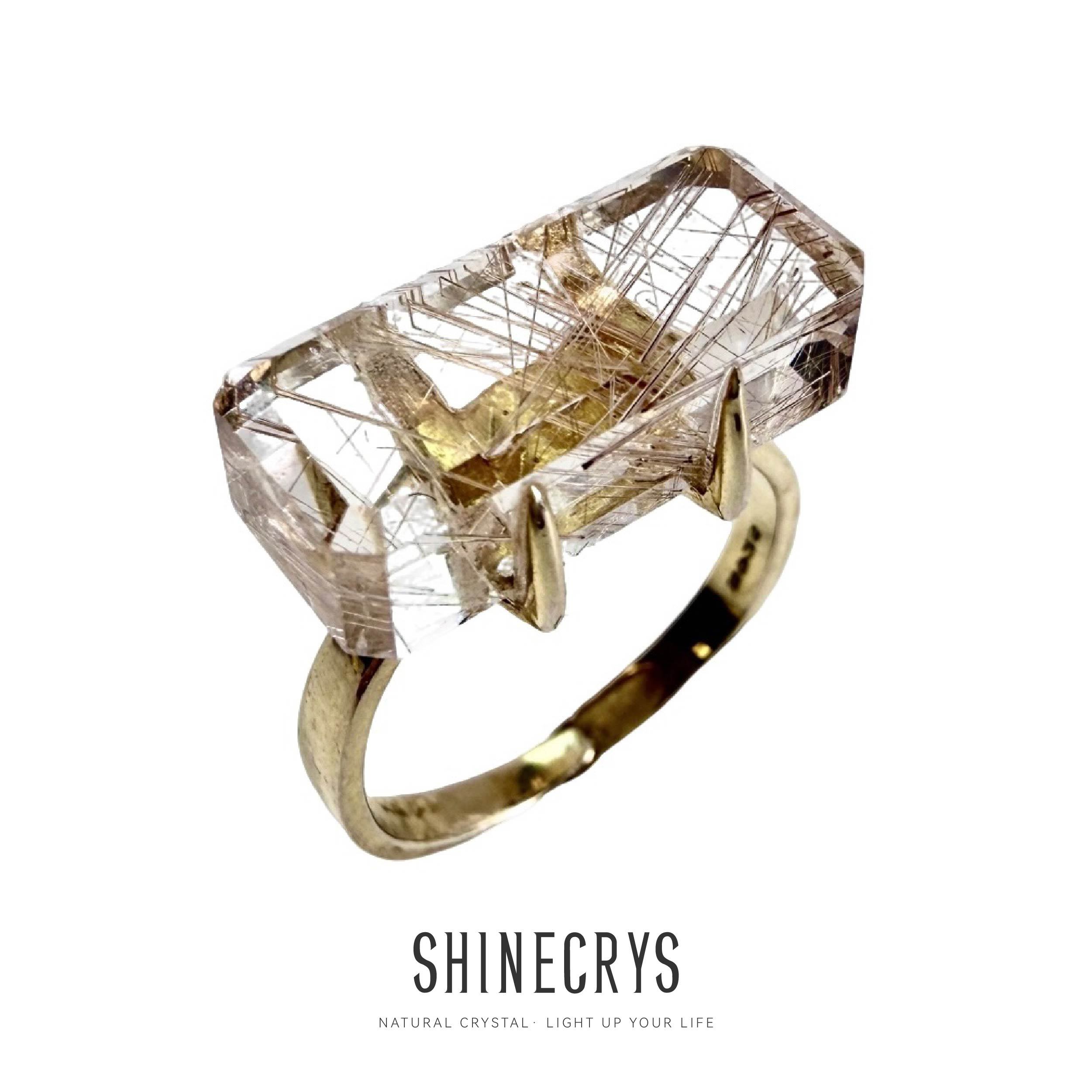 Shinecrys- Golden rutilated quartz ring