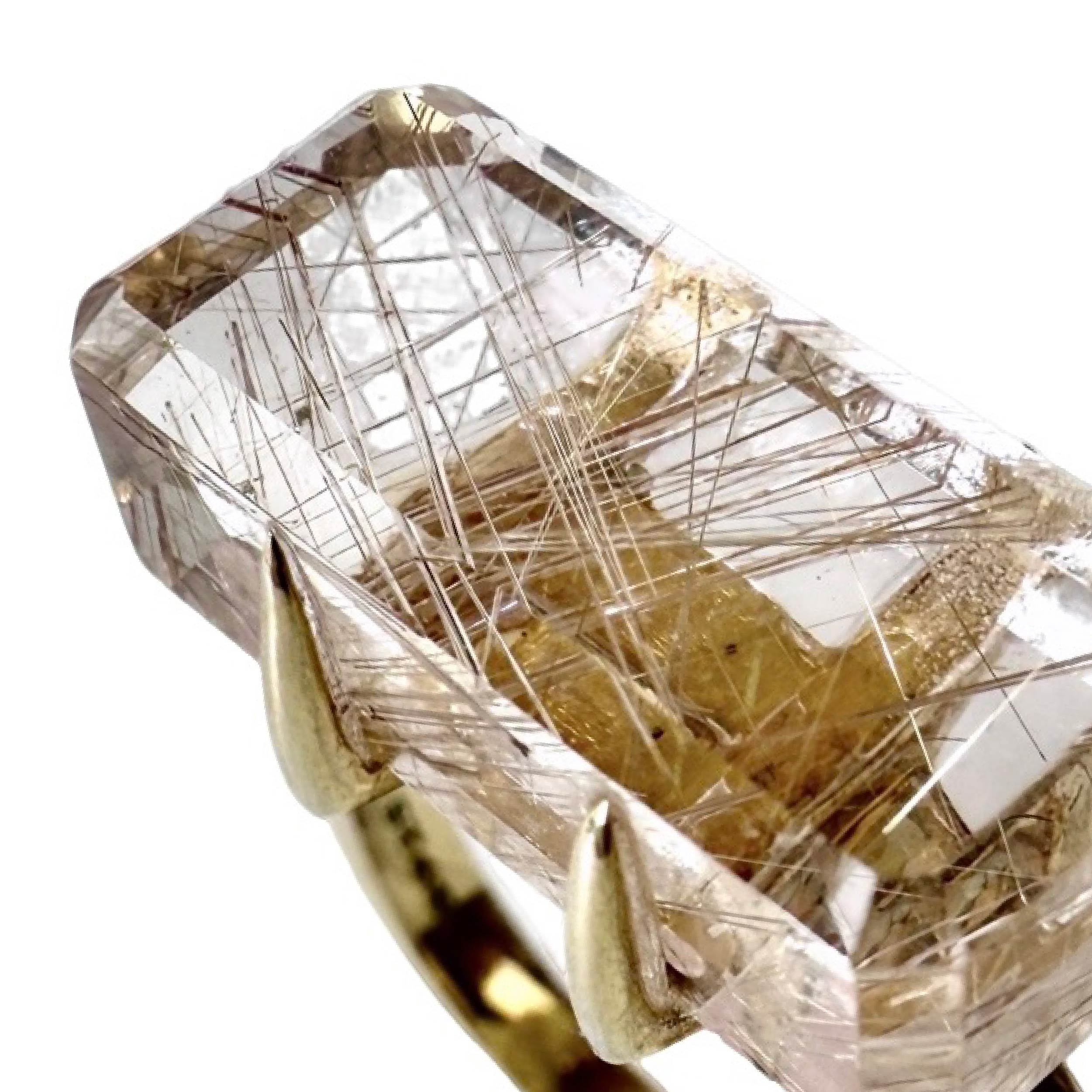 Shinecrys- Golden rutilated quartz ring