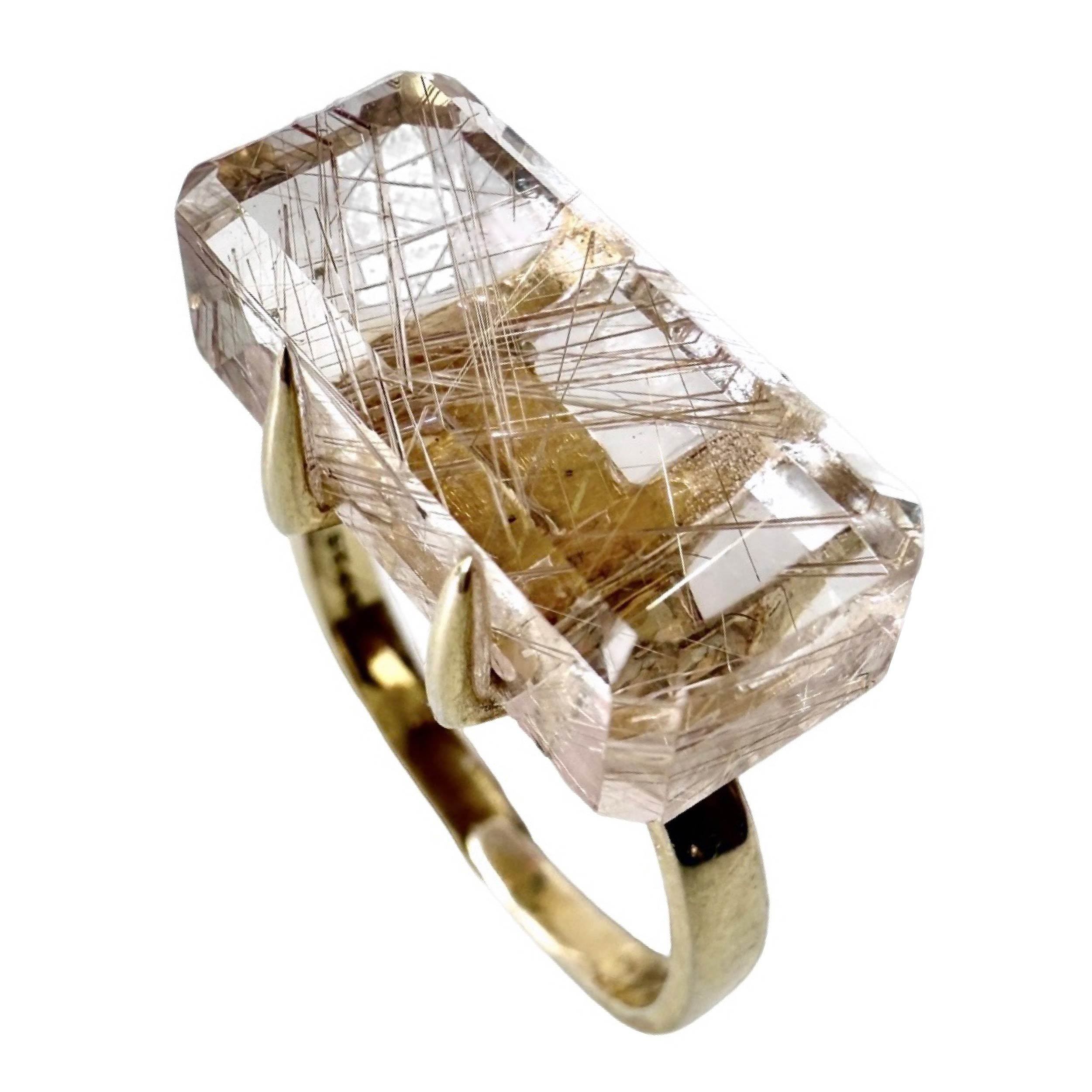 Shinecrys- Golden rutilated quartz ring