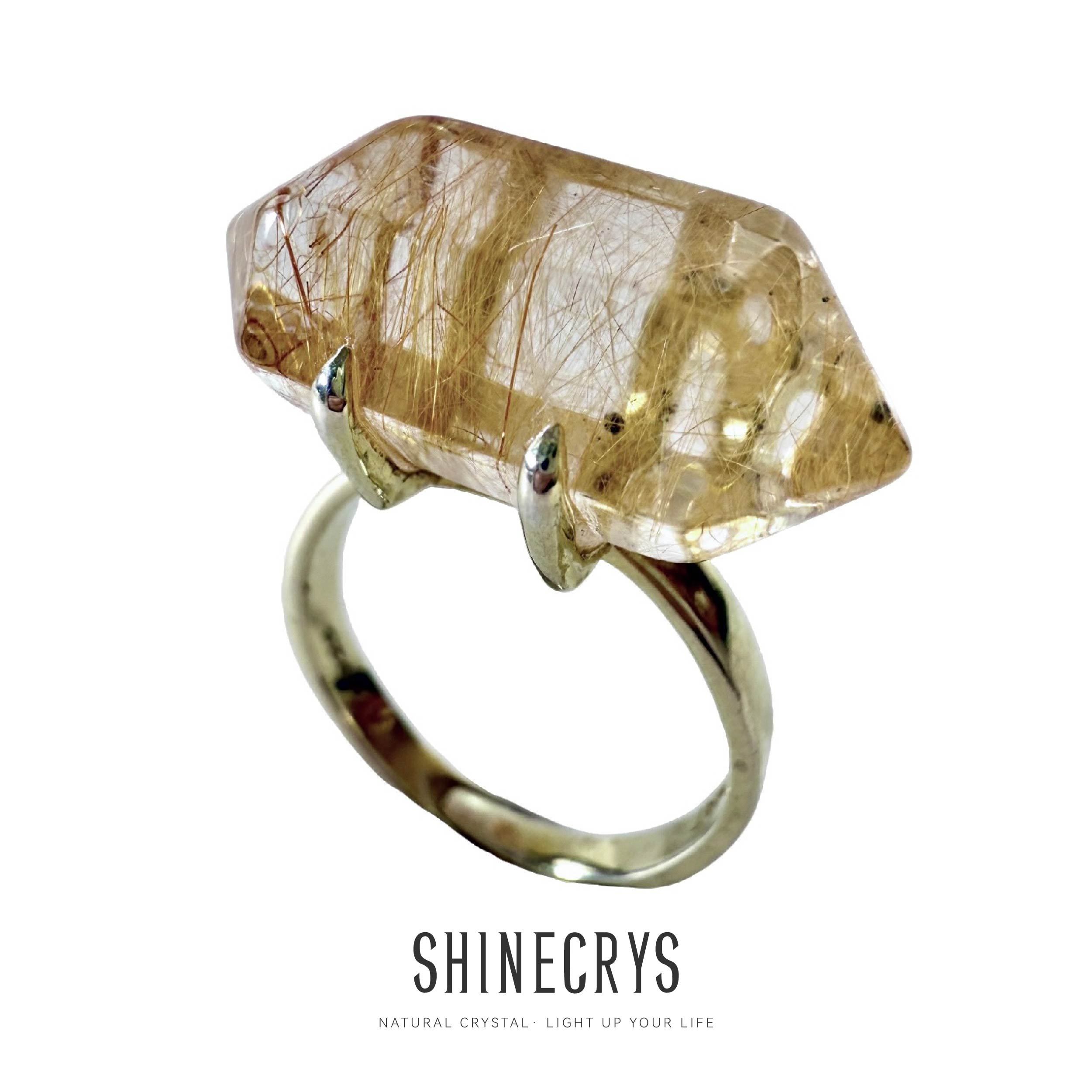 Shinecrys- Golden rutilated quartz ring