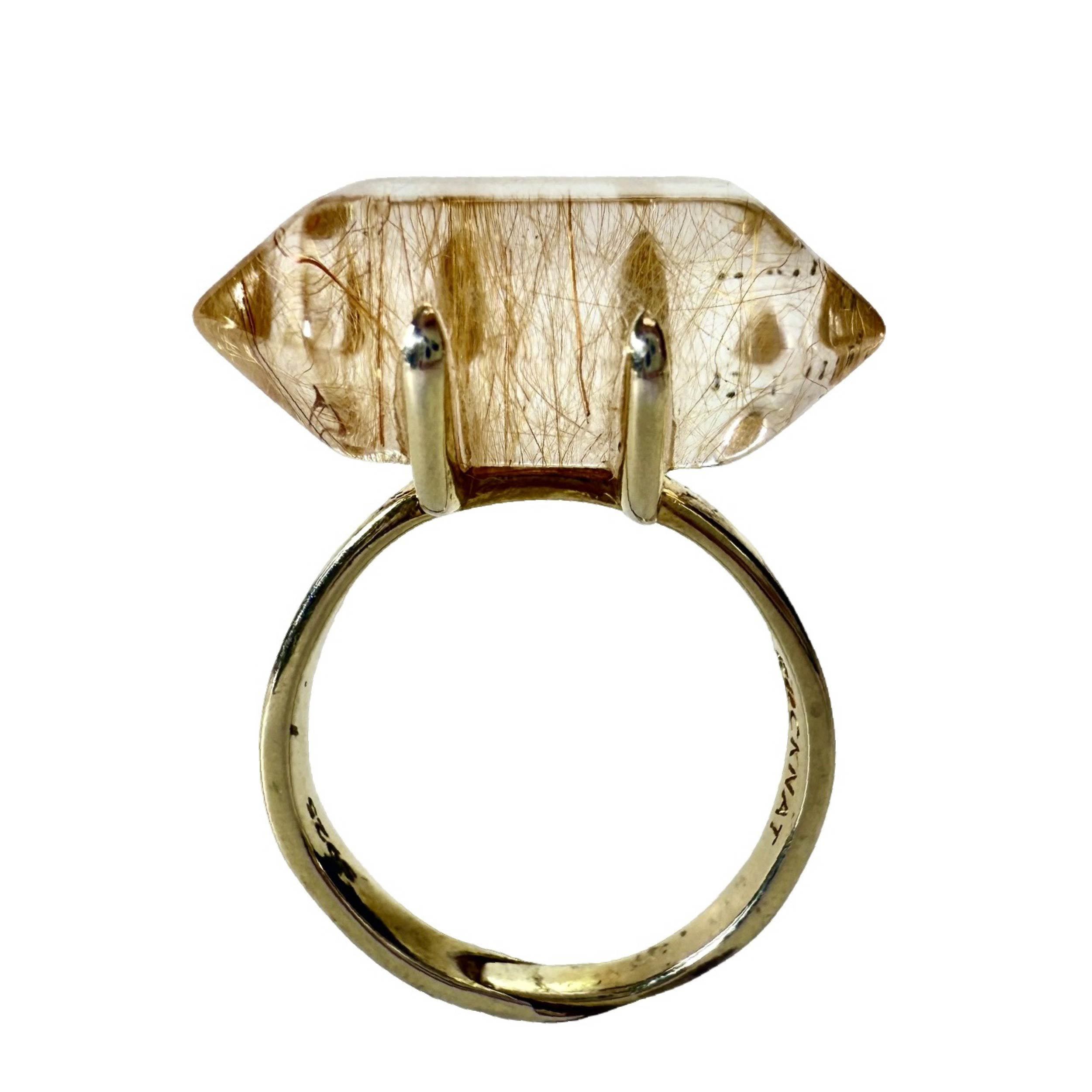 Shinecrys- Golden rutilated quartz ring