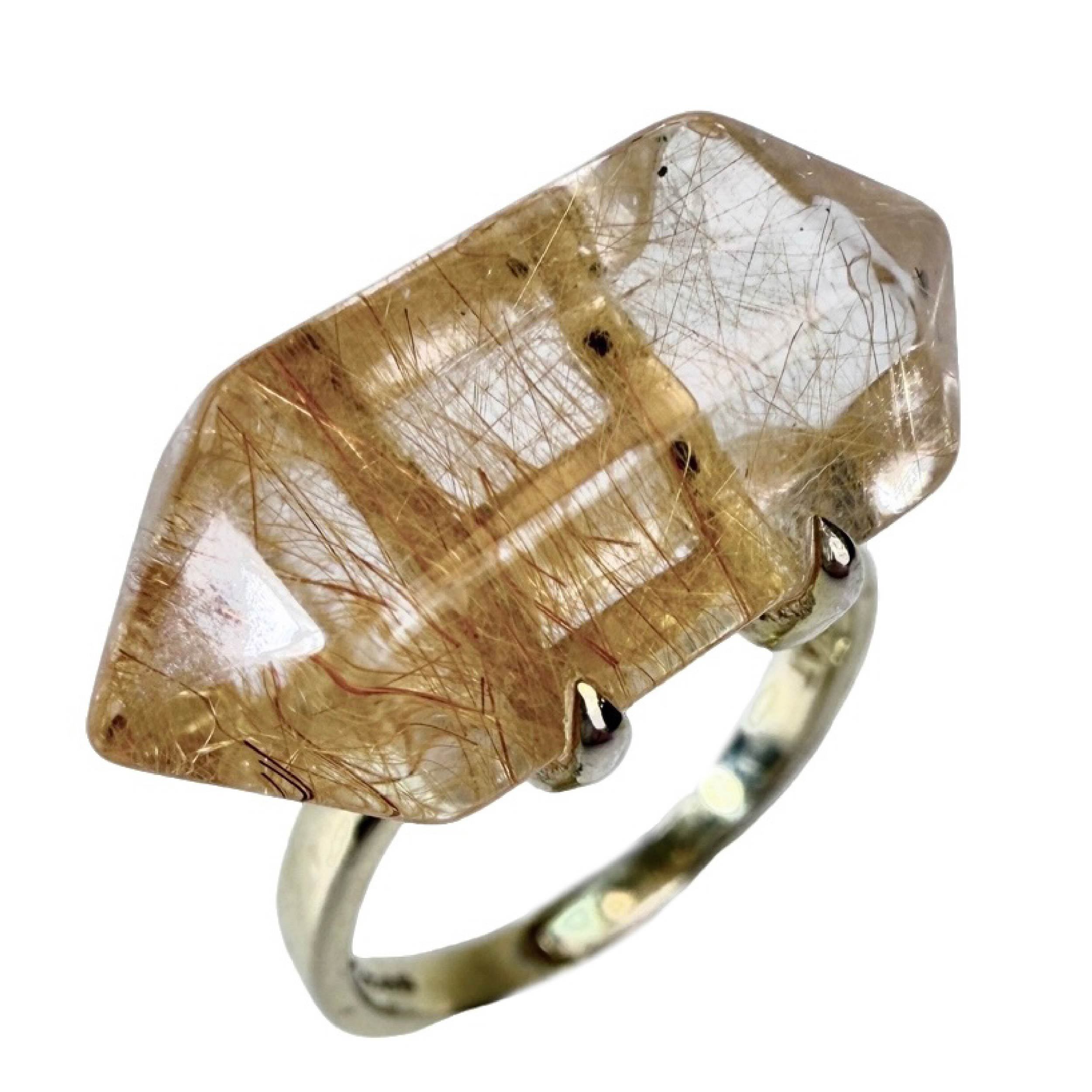 Shinecrys- Golden rutilated quartz ring