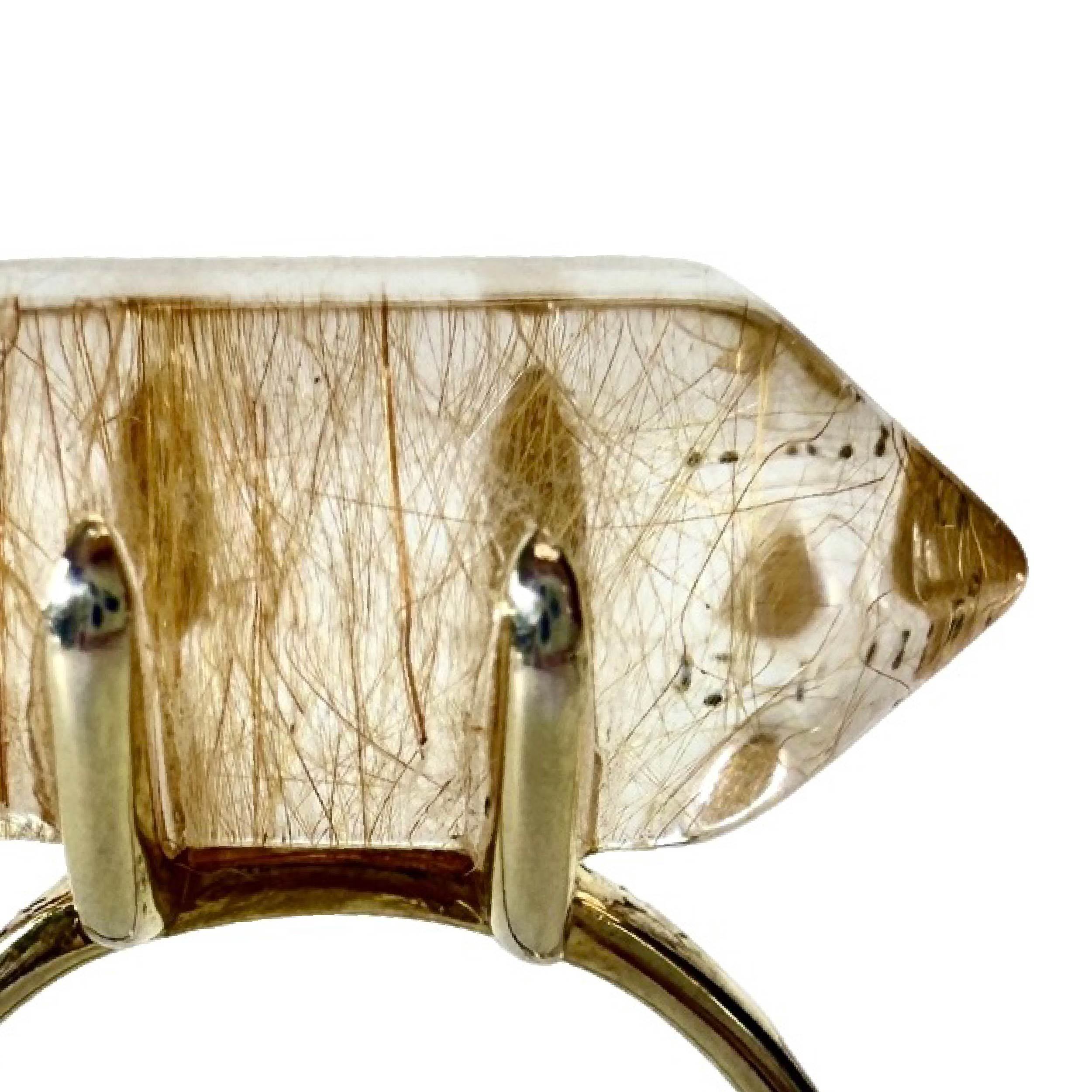 Shinecrys- Golden rutilated quartz ring