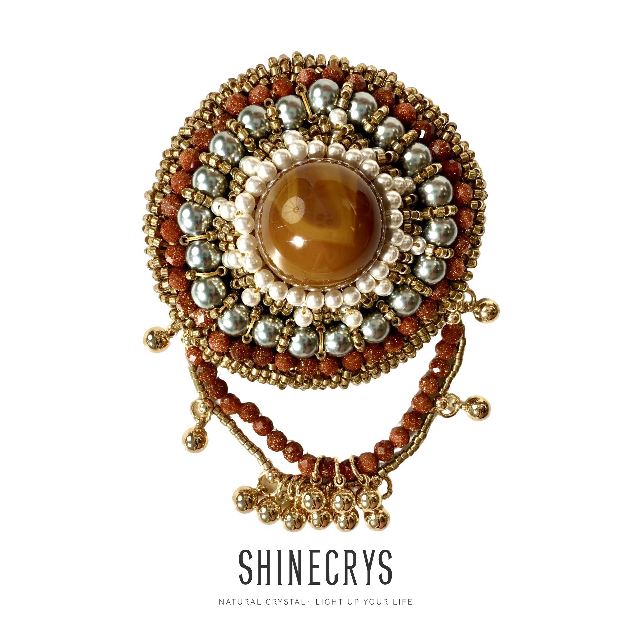 Shinecrys-Agate brooch