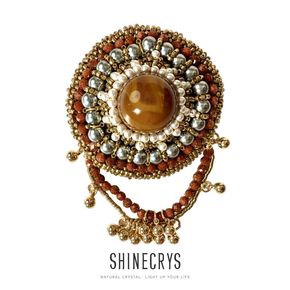 Shinecrys-Agate brooch