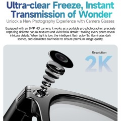 I0021 AI Smart Camera Glasses  4K HD Camera, 800W Pixel, Anti-Shake, Anti-Blue Light, Dual-mic Noise Cancellation, 270mAh Battery  Universal Compatibility